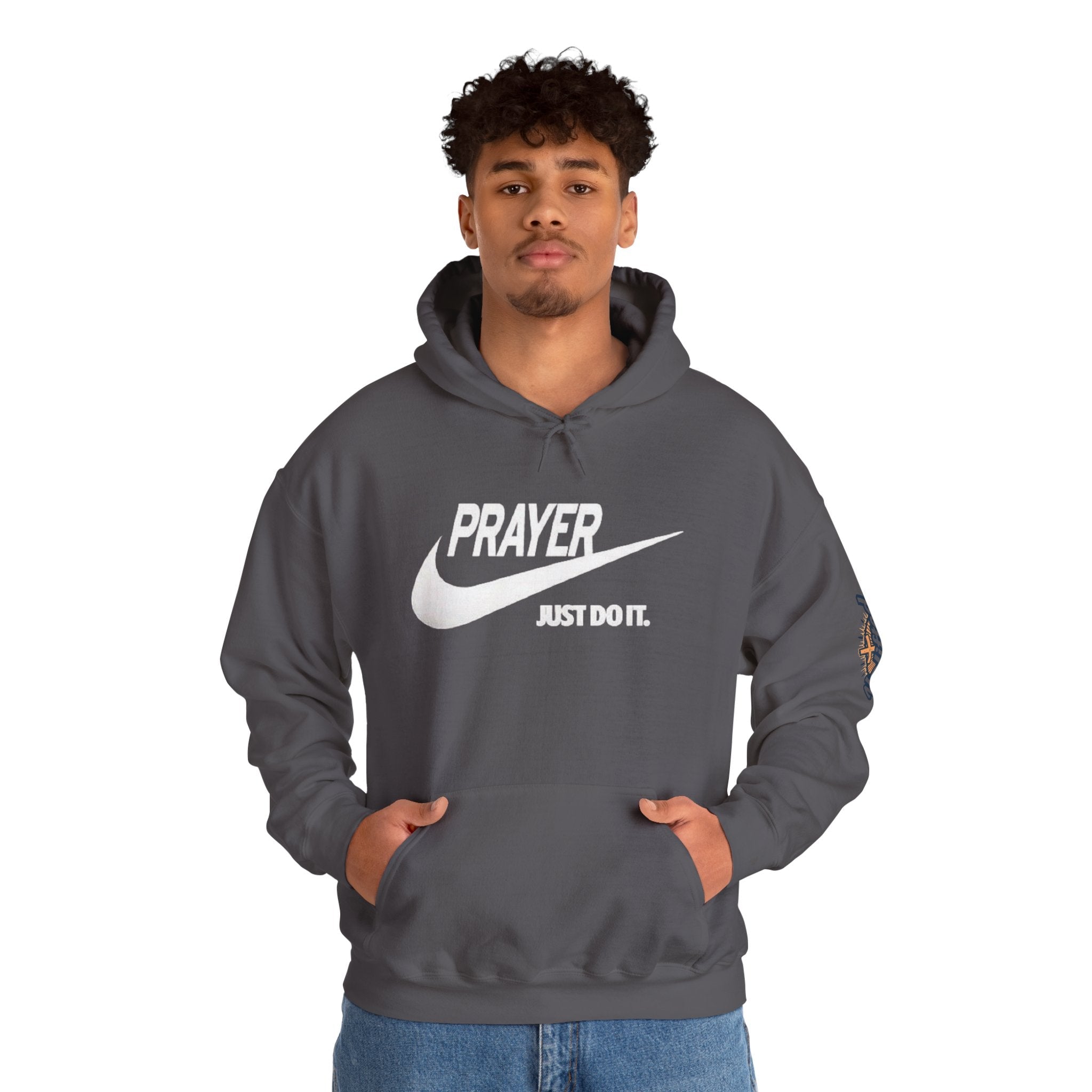 Prayer Just Do It Hoodie - Funny Christian Nike Parody Hoodie - Faith Gear Printify