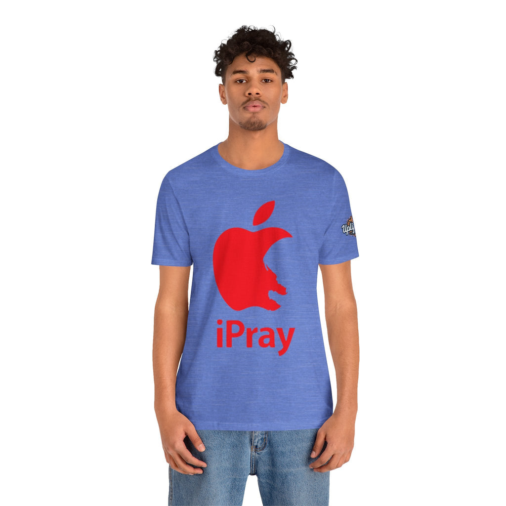 iPray Red Apple Christian T-Shirt — Faith Graphic Tee Printify