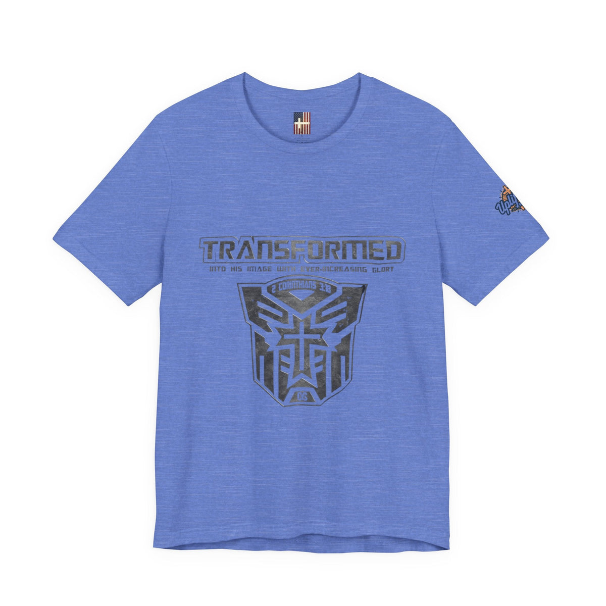 Transformer Logo Christian T-shirt | 2 Corinthians 3:18 Bible Verse T-shirt Printify