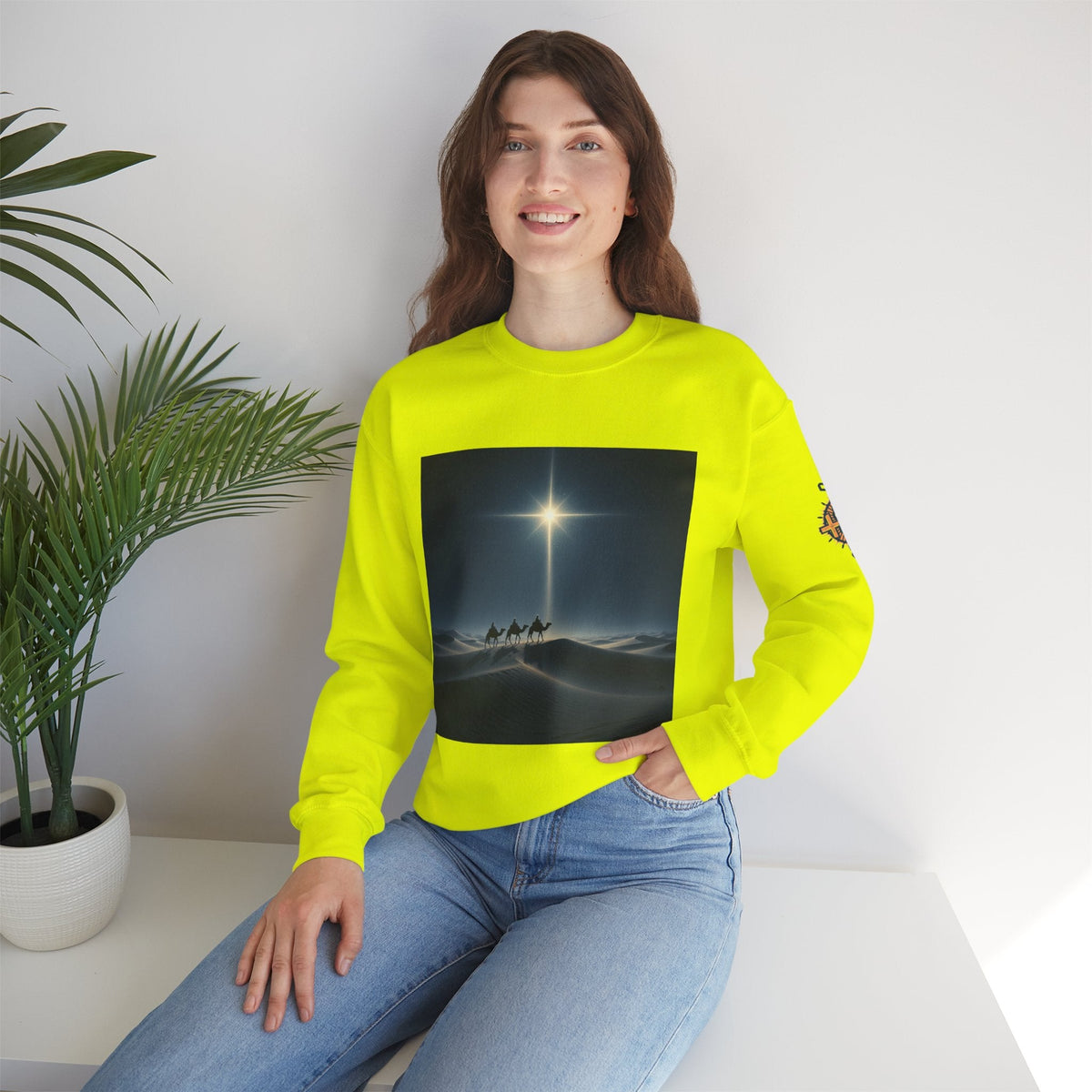 3 Wise Men Sweatshirt – Magi Camels Nativity Journey Christian Christmas Sweatshirt for Epiphany Faith & Holy Night Printify