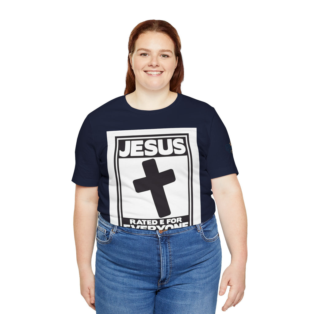 Jesus, Rated E for Everyone T-shirt - Gamer Faith T-shirt - Christian Video Game Parody Printify