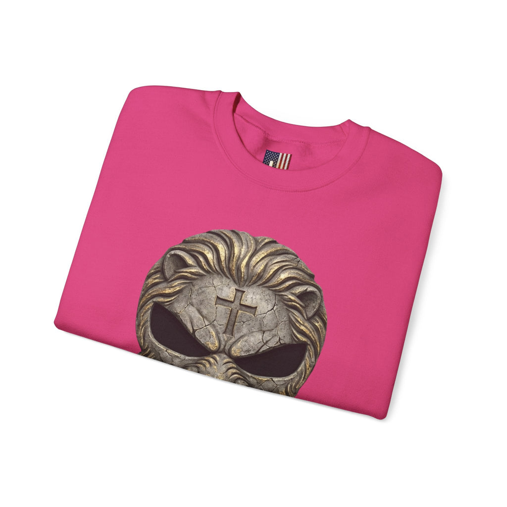 Lion of Judah Skull Christian Sweatshirt - Warrior Faith Cross Sweatshirt Printify