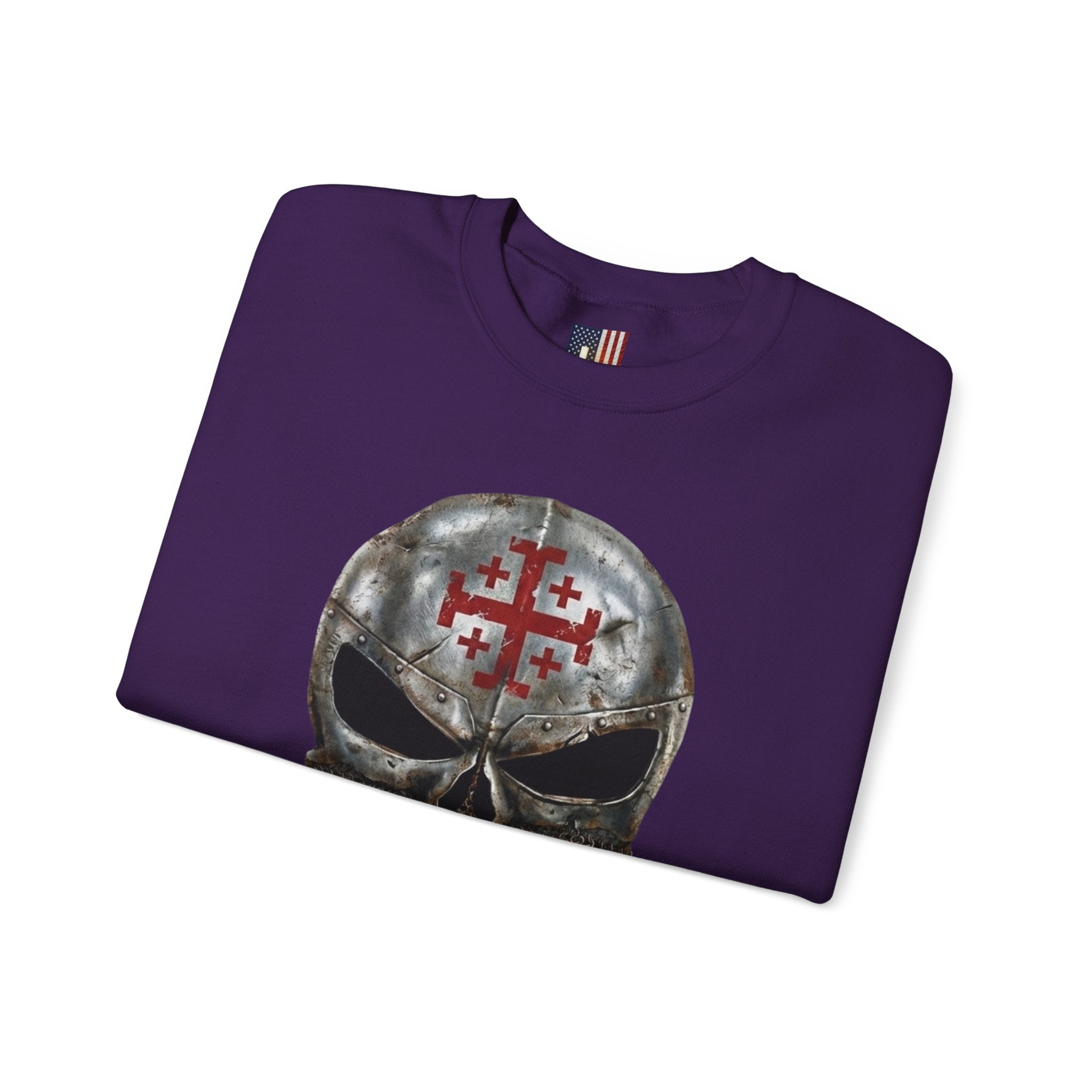 Crusader Knight Christian Skull Sweatshirt - Warrior Armor of God Sweatshirt Printify