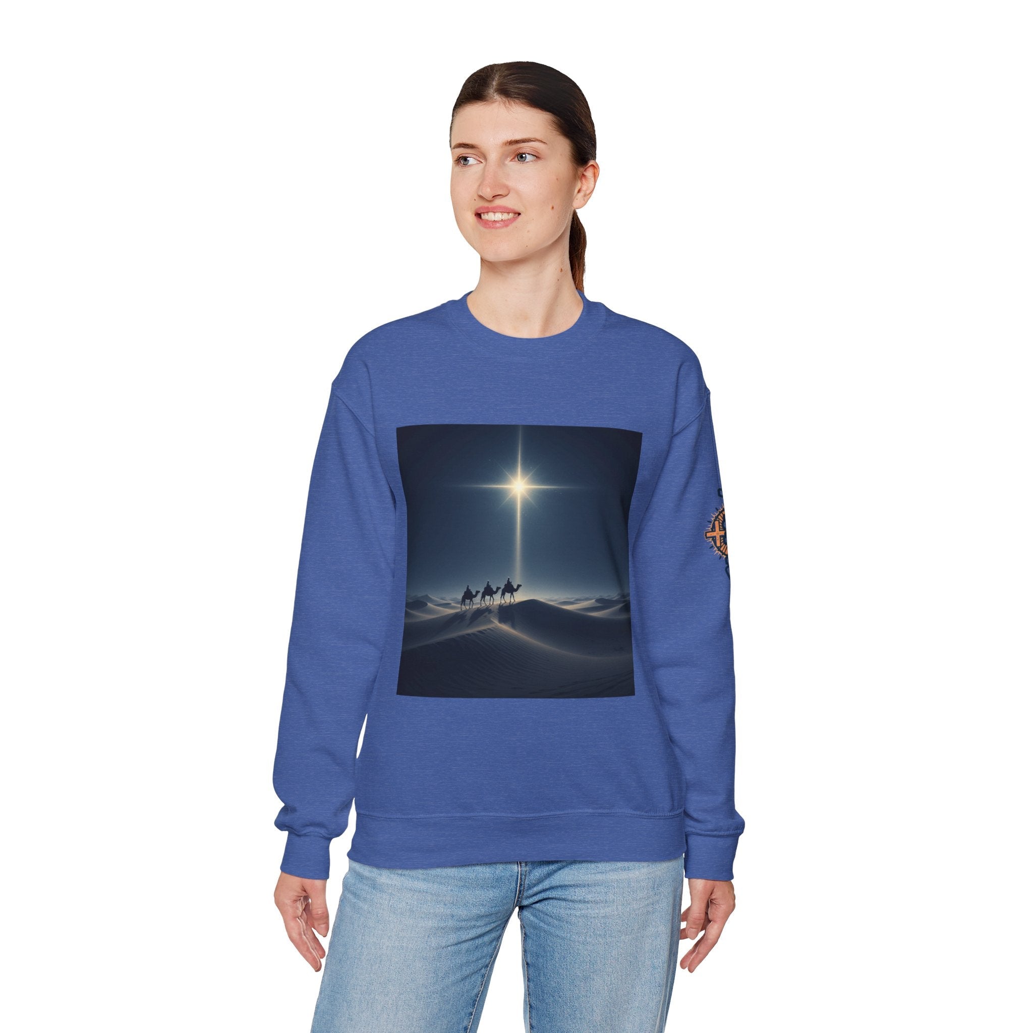 3 Wise Men Sweatshirt – Magi Camels Nativity Journey Christian Christmas Sweatshirt for Epiphany Faith & Holy Night Printify