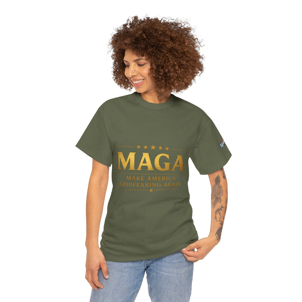 MAGA Gold Letter T-Shirt — "Make America Great Again" Printify