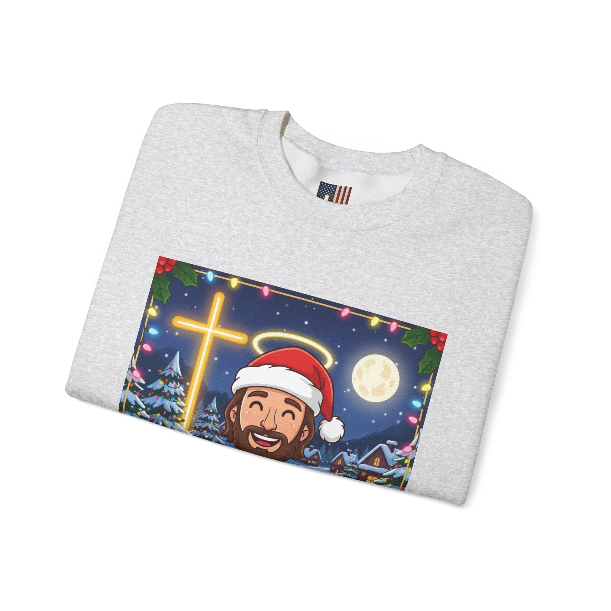 🎄 Make Christmas Great Again – Funny Christian Sweatshirt | Jesus Holding Banner | Faith-Based Holiday Parody Tee | Uplifted Gear Printify