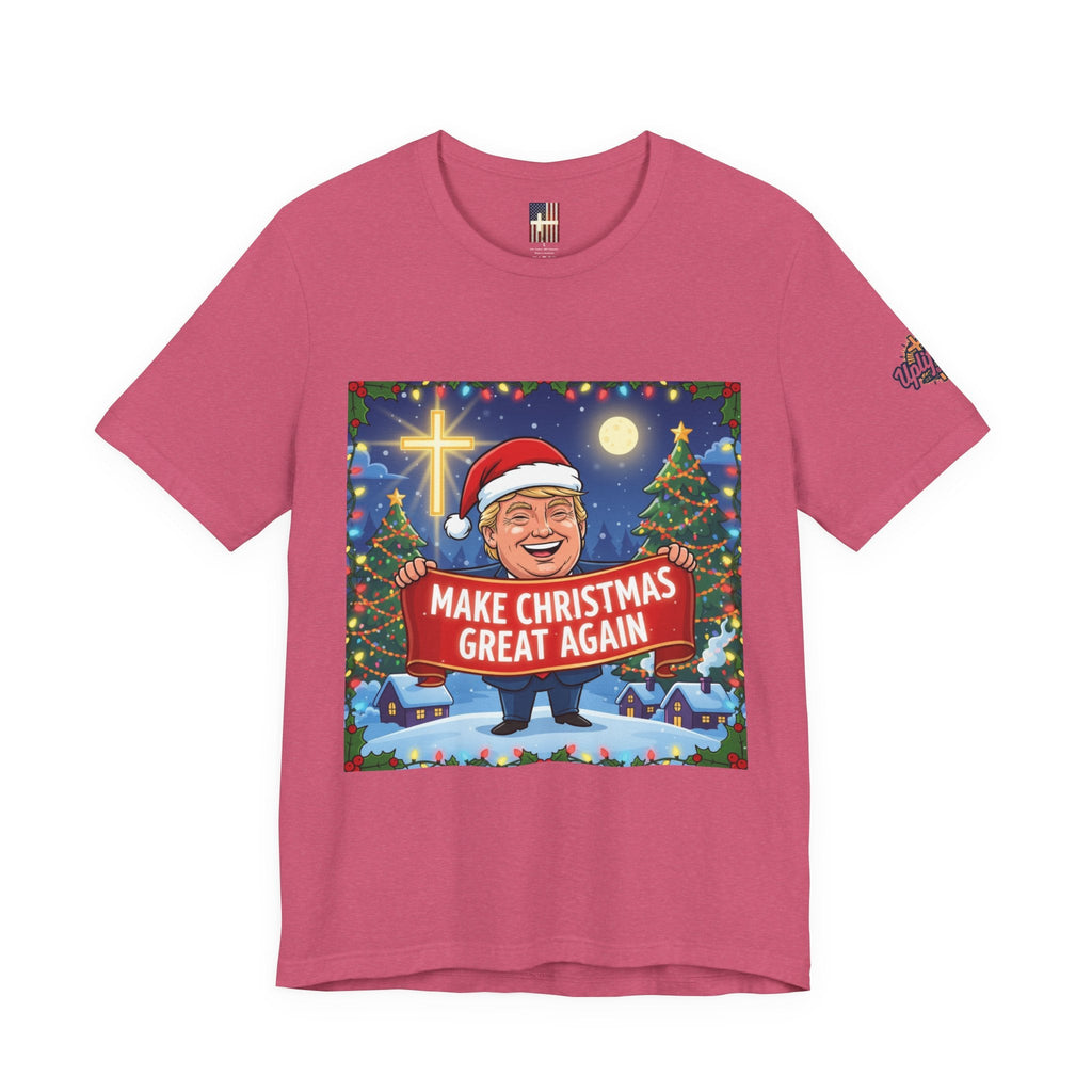 🎄 Make Christmas Great Again – Patriotic Christian Christmas T-Shirt | Bold Holiday Faith Tee | Red & White Banner Design | Uplifted Gear Printify