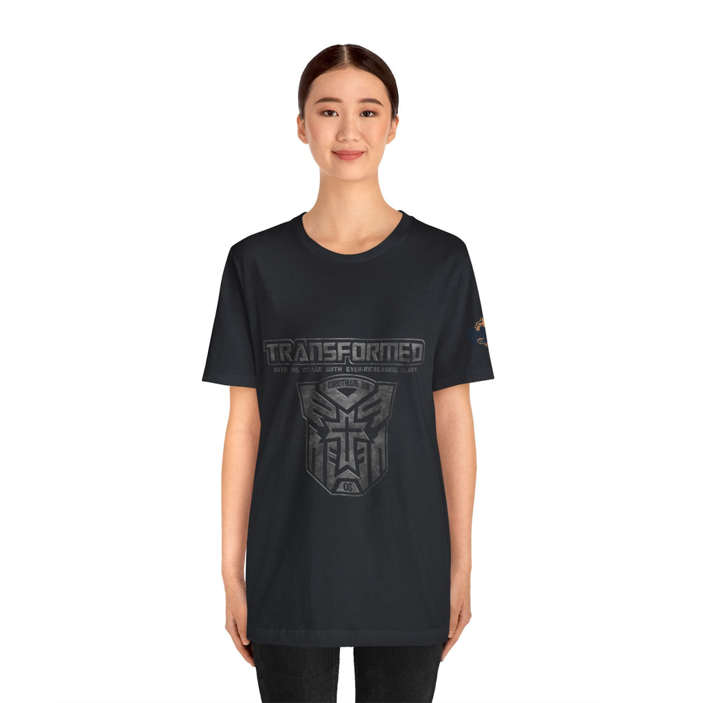 Transformer Logo Christian T-shirt | 2 Corinthians 3:18 Bible Verse T-shirt Printify