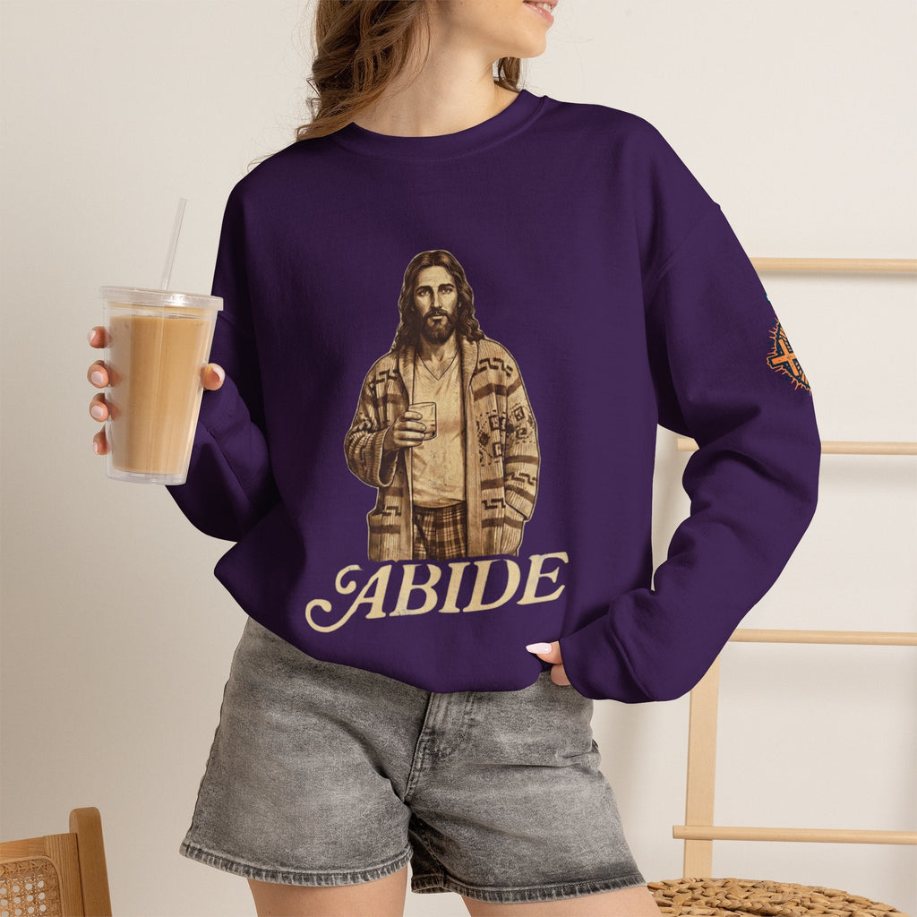 Abide Jesus Sweatshirt — Vintage 'The Dude' Religious Graphic Sweatshirt Printify