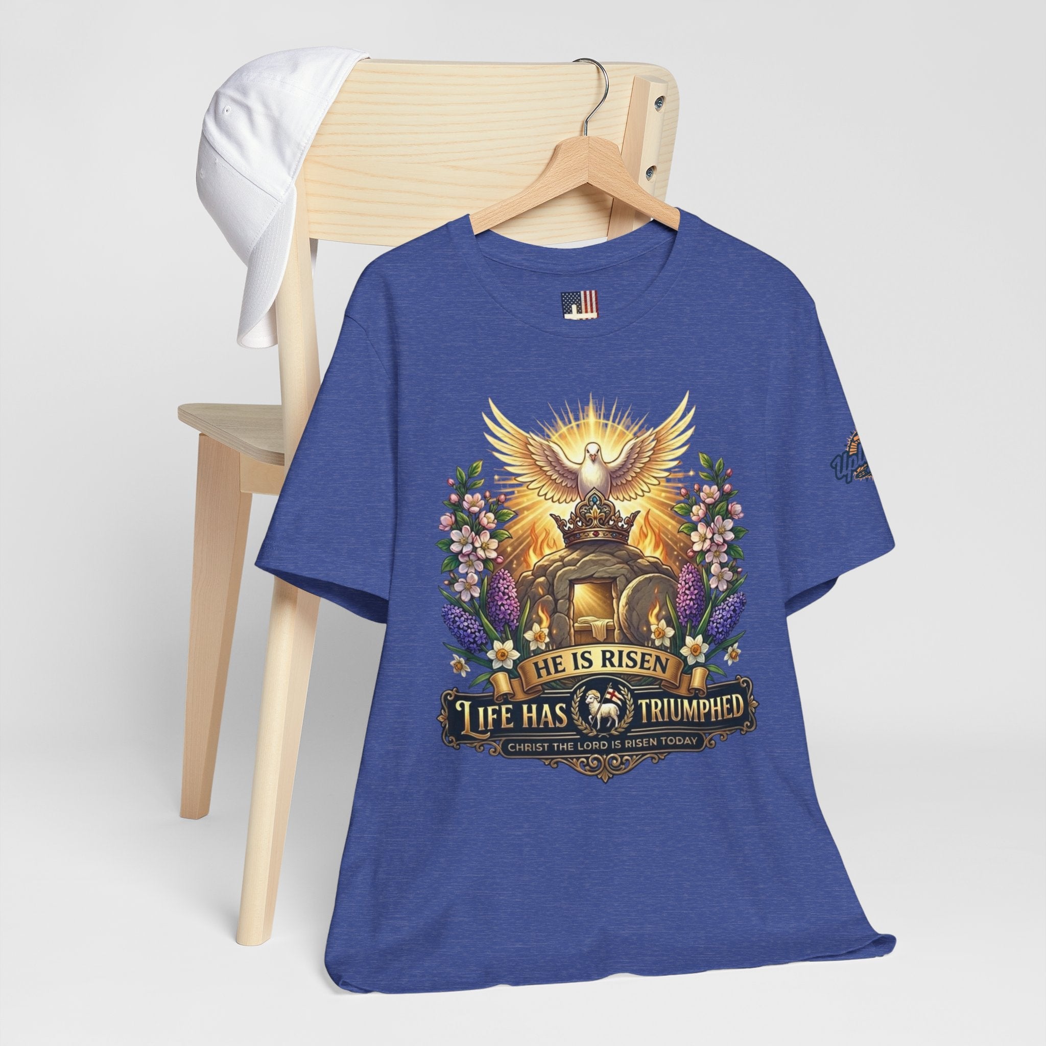 He Is Risen "Life Has Triumphed" T-Shirt — Easter Resurrection Christian Tee Printify