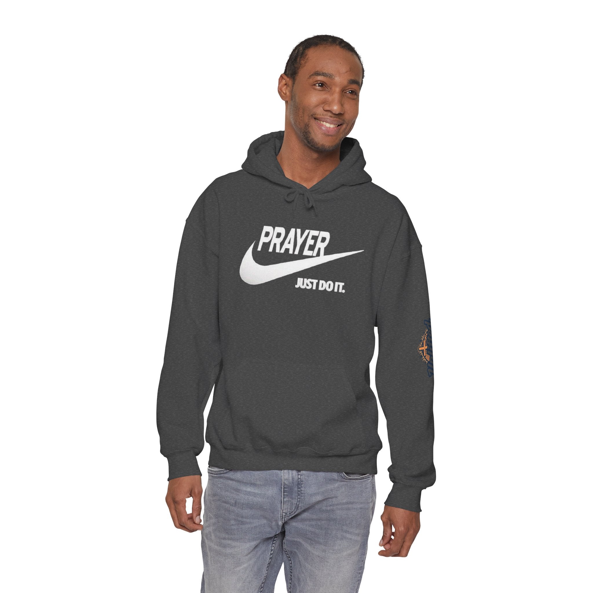 Prayer Just Do It Hoodie - Funny Christian Nike Parody Hoodie - Faith Gear Printify
