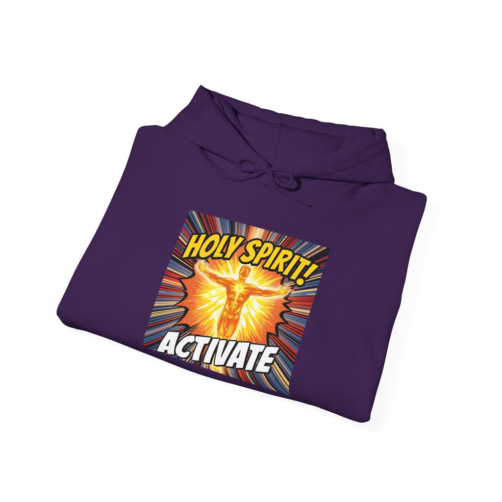Holy Spirit Activate Hoodie – Superhero Christian Sweatshirt with Vibrant Power-Up Design for Faith-Fueled Boldness Printify