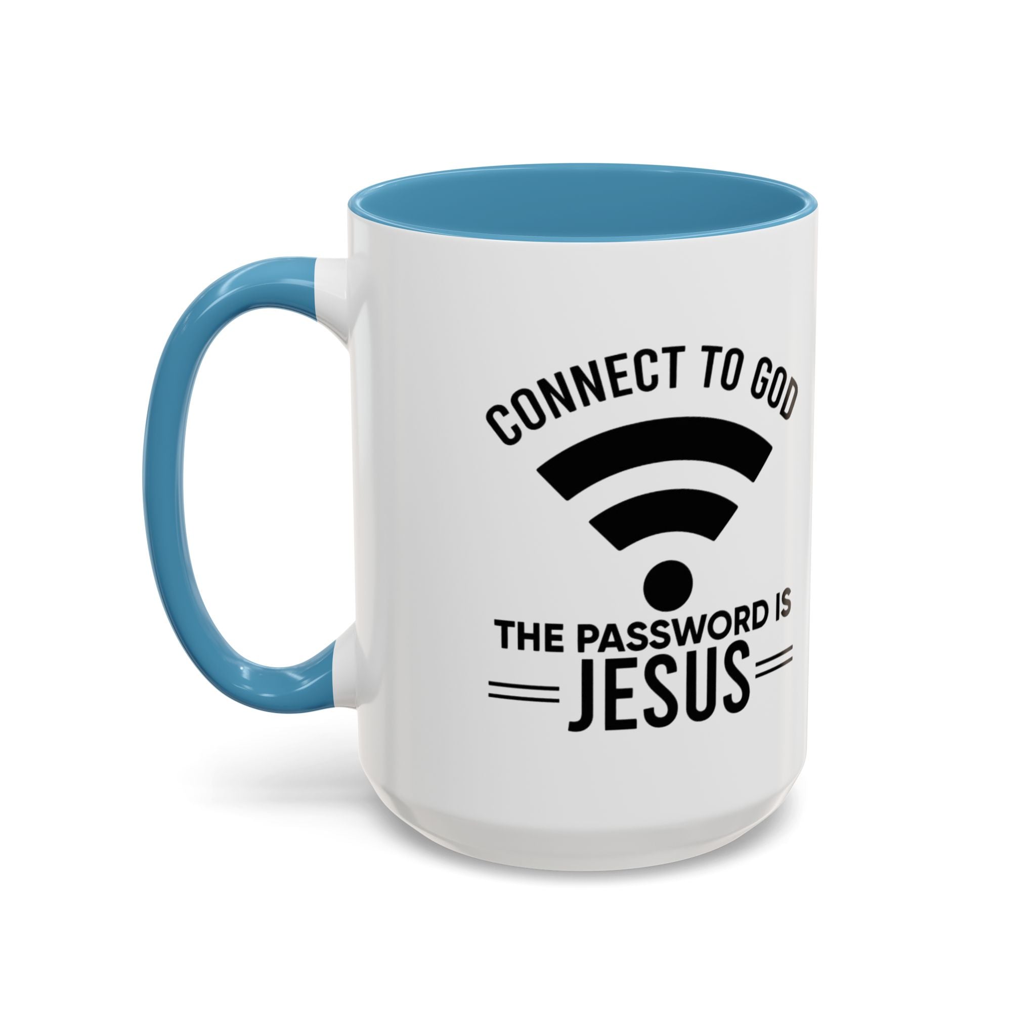 Connect to God Coffee Mug — "WIFI Password is Jesus" Funny Christian Faith Mug Printify