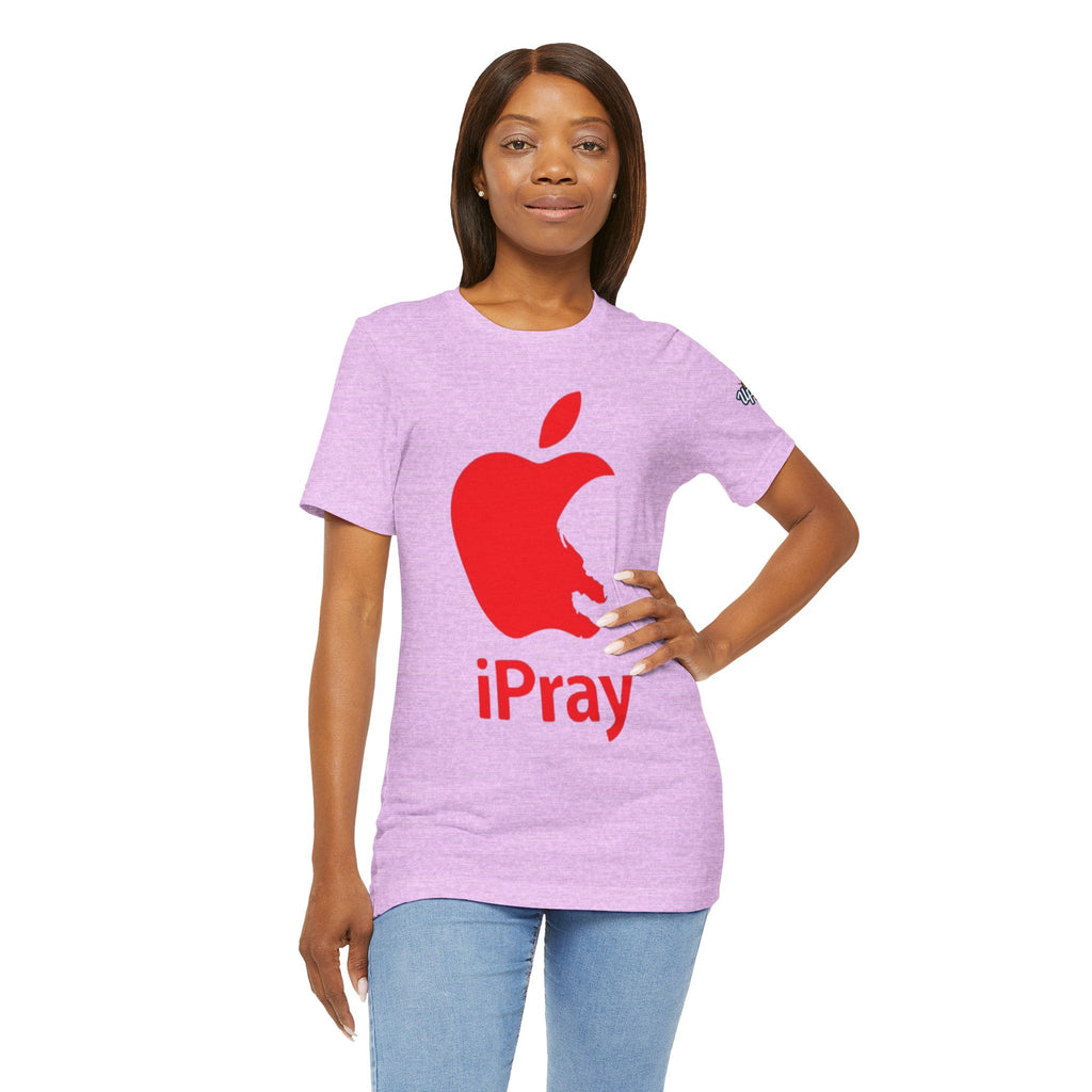 iPray Red Apple Christian T-Shirt — Faith Graphic Tee Printify