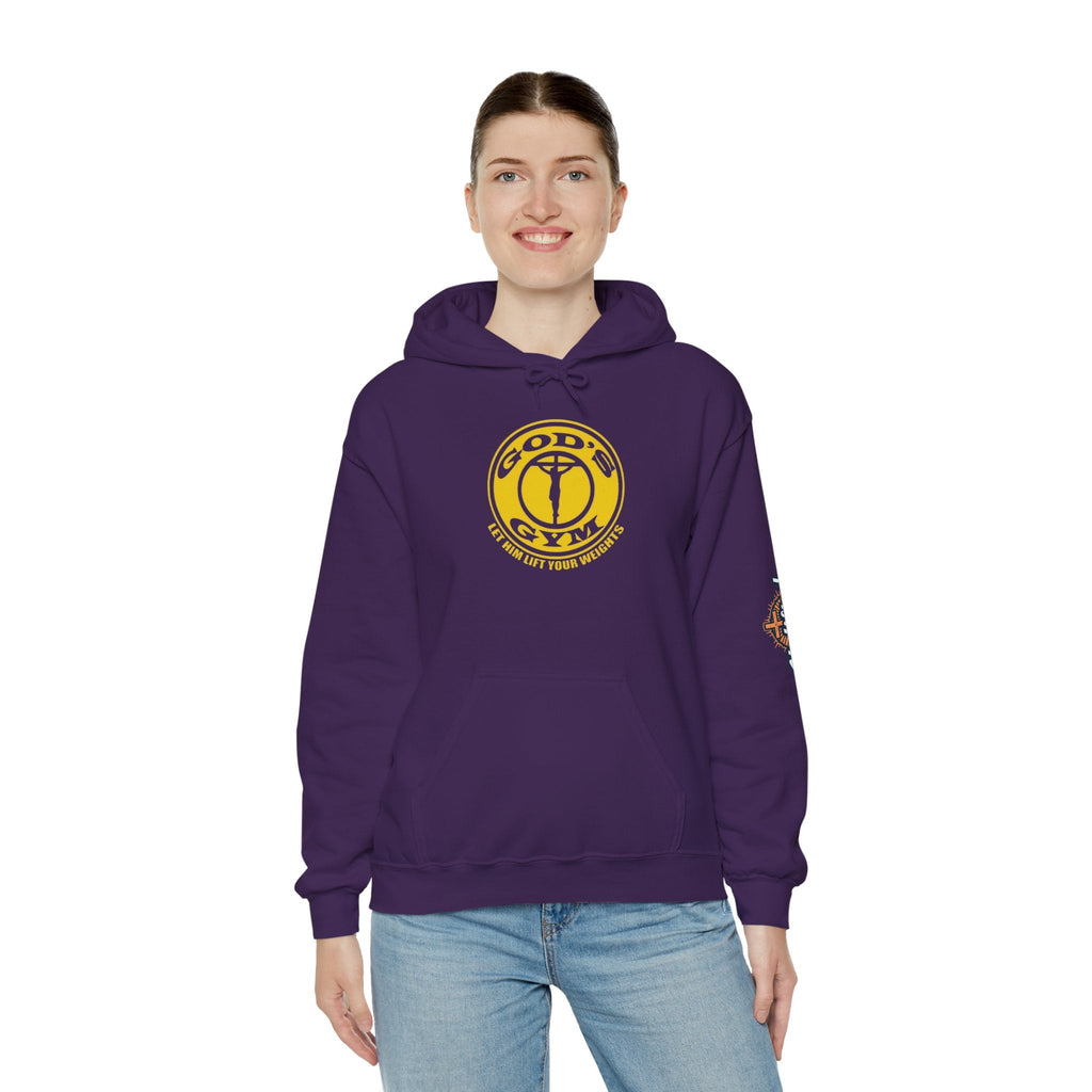 God's Gym Hoodie — "Let Him Lift Your Weights" Christian Fitness Hoodie Printify