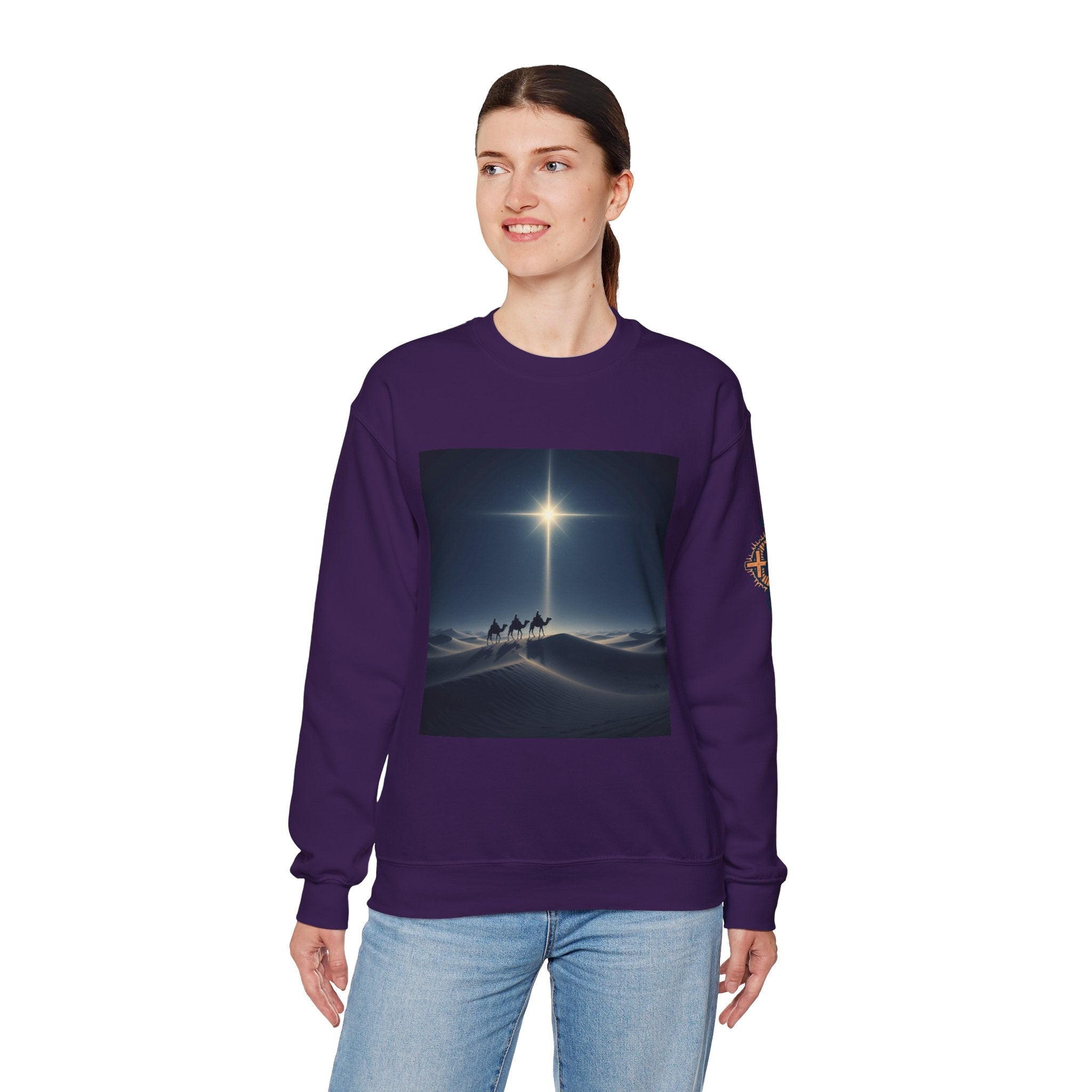 3 Wise Men Sweatshirt – Magi Camels Nativity Journey Christian Christmas Sweatshirt for Epiphany Faith & Holy Night Printify