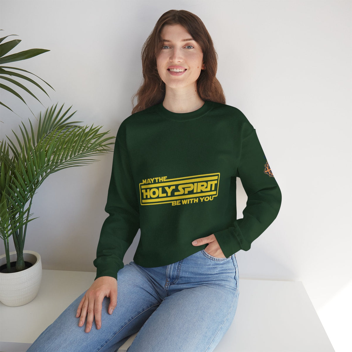 May the Holy Spirit Be With You Sweatshirt - Christian Star Wars Parody Sweatshirt Printify