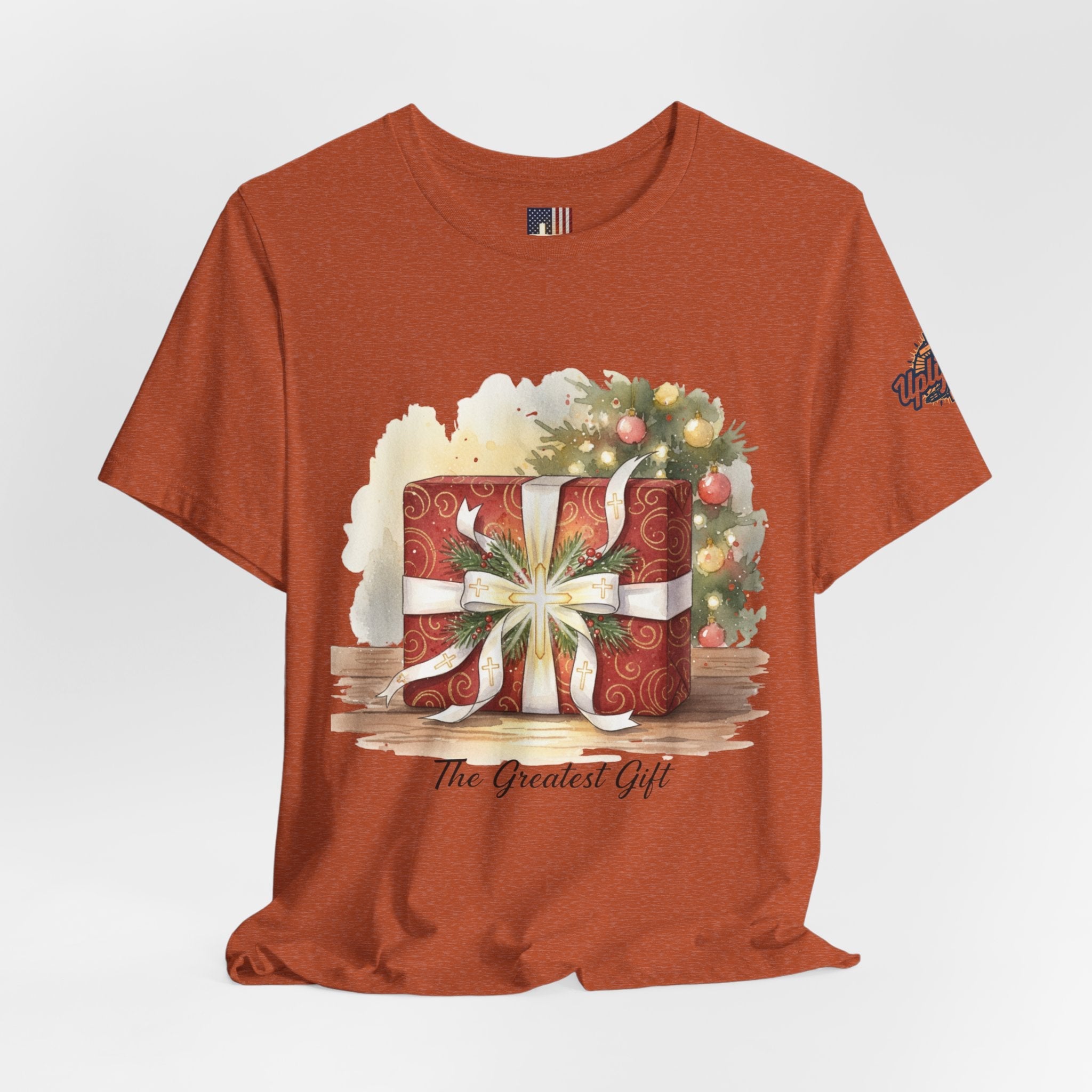 The Greatest Gift T-shirt – Cross Bow Present Christian T-shirt for Christmas Salvation & Eternal Faith Printify