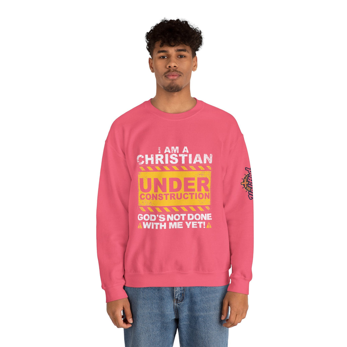 Christian Under Construction Sweatshirt | God Is Not Done With Me Yet Sweatshirt Printify
