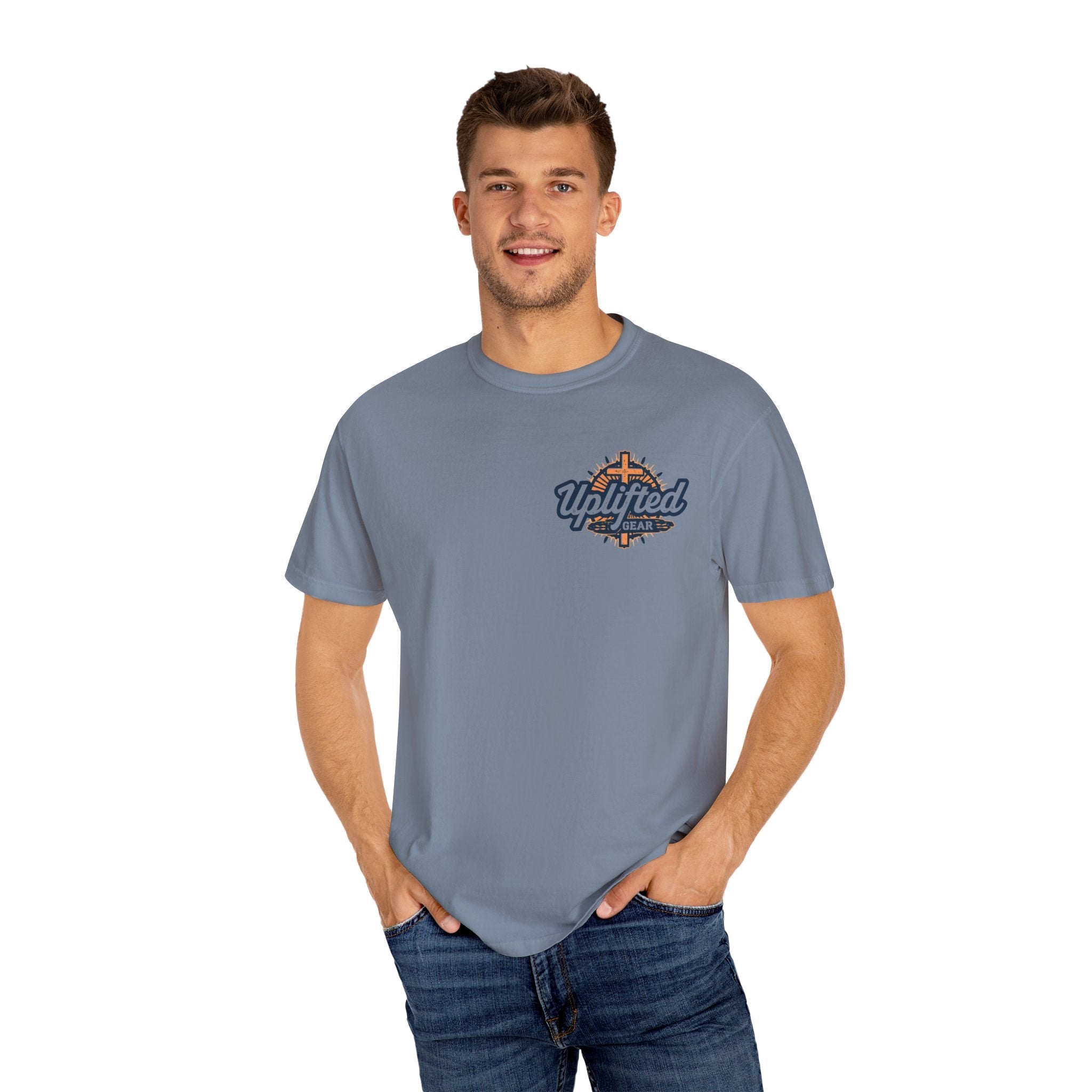 ✨ Chosen. Loved. Redeemed. – Elegant Christian T-Shirt | Gold Foil Faith Tee | Subtle Cross & Heart Design | Inspirational Bible Verse Apparel by Uplifted Gear Printify