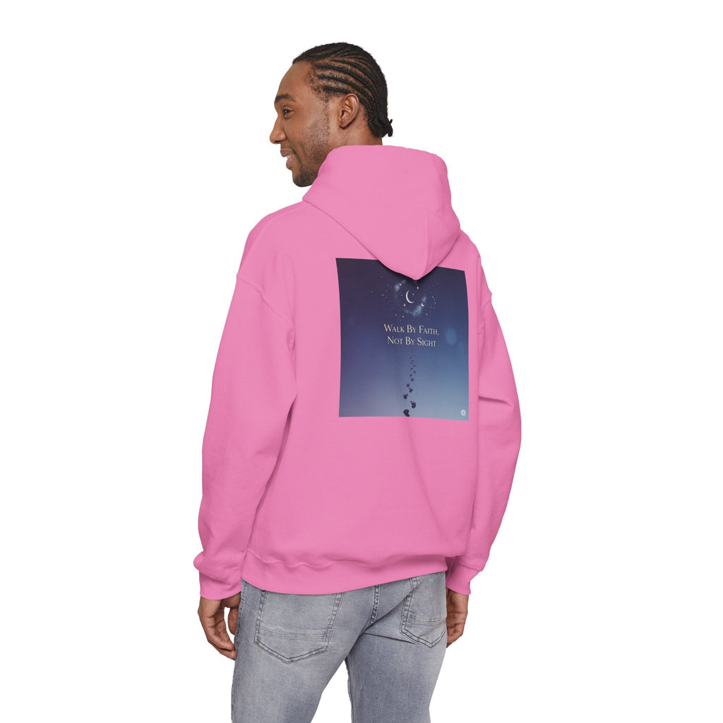 Walk by Faith, Not by Sight Hoodie – Moonlit Footprints Christian Hoodie for Cozy Nights Printify