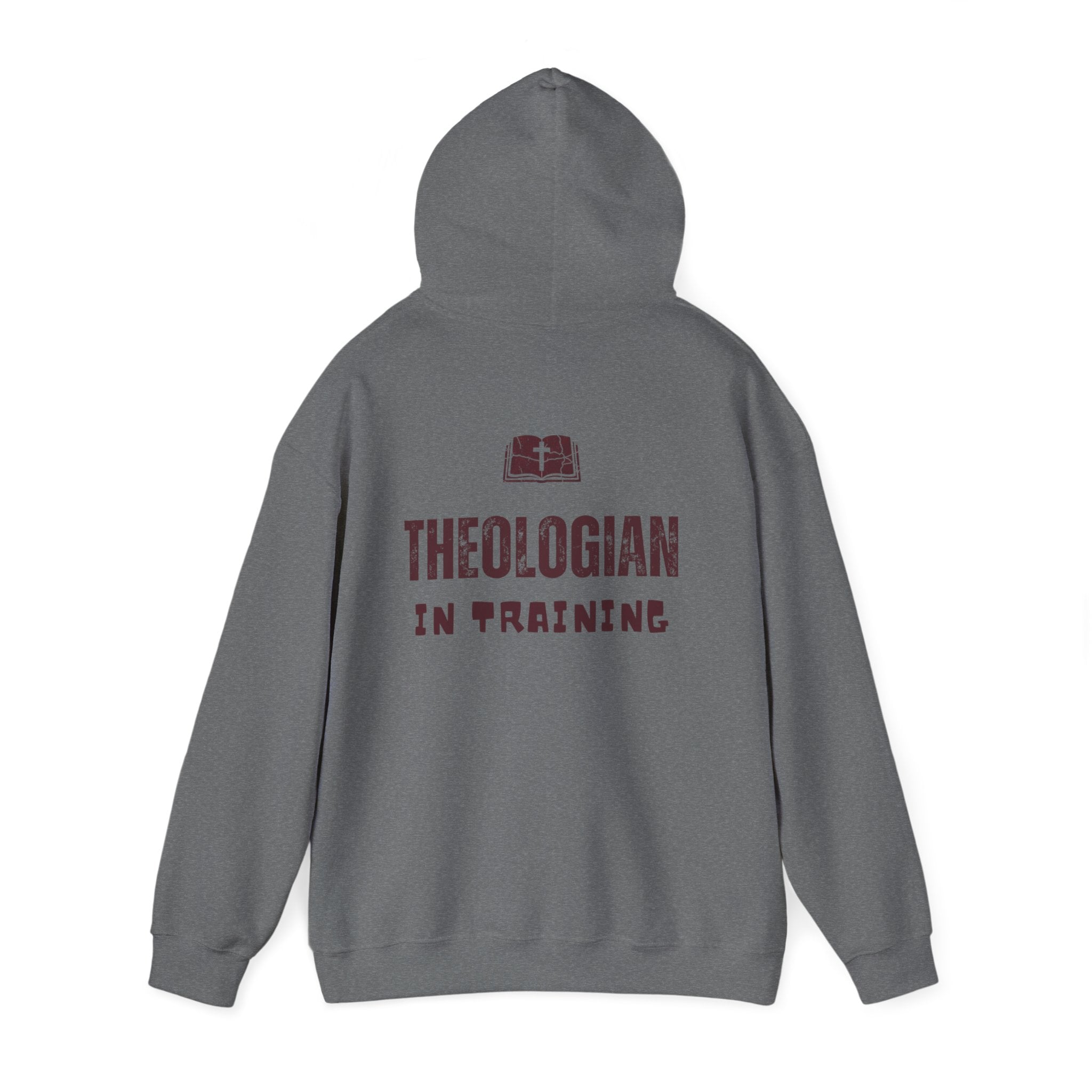 Theologian in Training Hoodie – Open Bible & Cross Christian Hoodie for Faithful Growth Printify