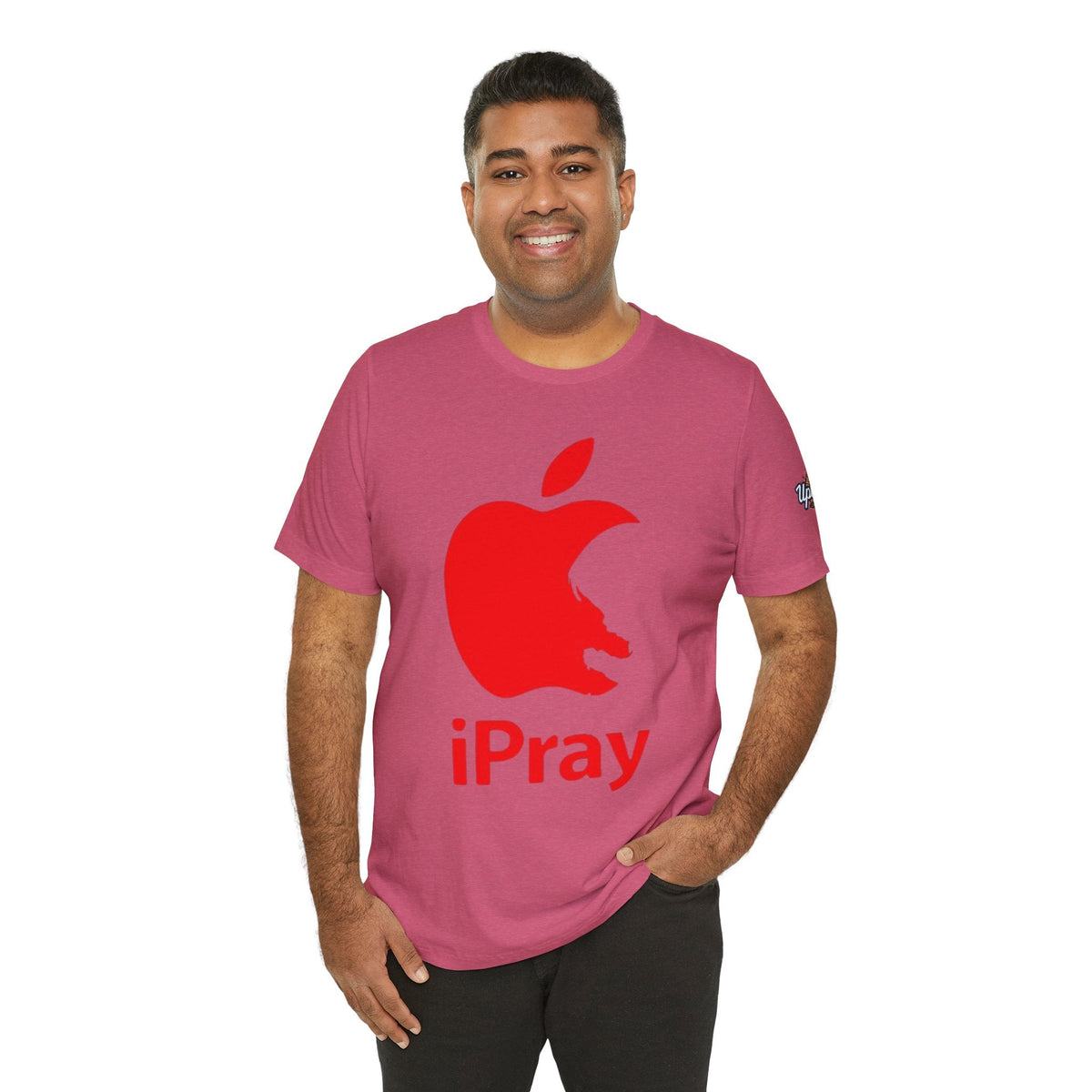 iPray Red Apple Christian T-Shirt — Faith Graphic Tee Printify