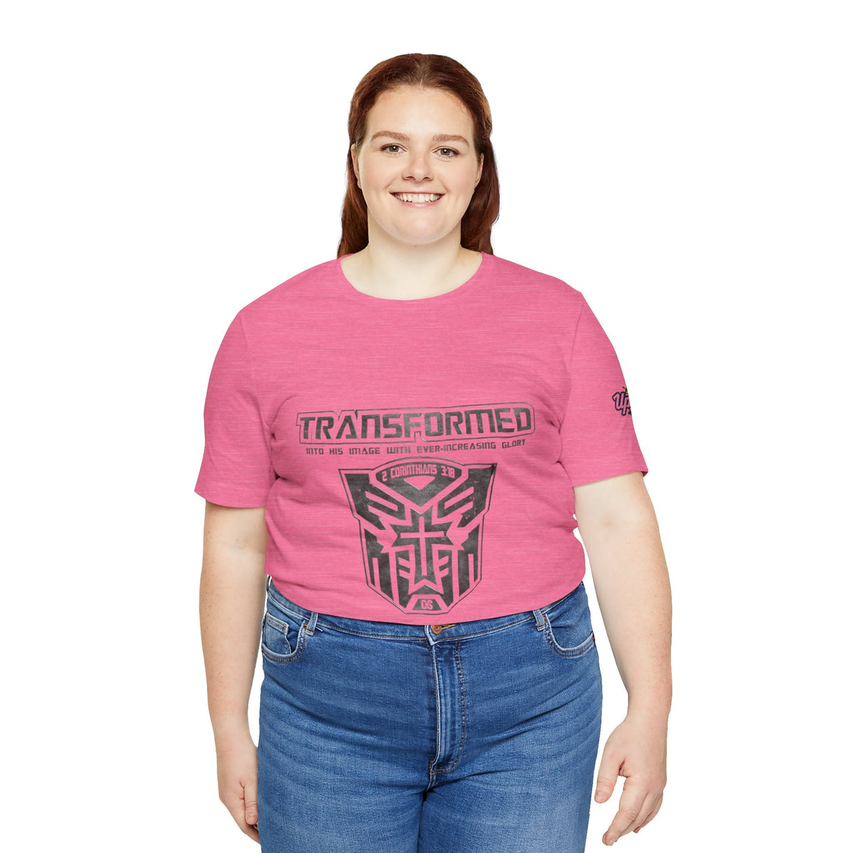 Transformer Logo Christian T-shirt | 2 Corinthians 3:18 Bible Verse T-shirt Printify