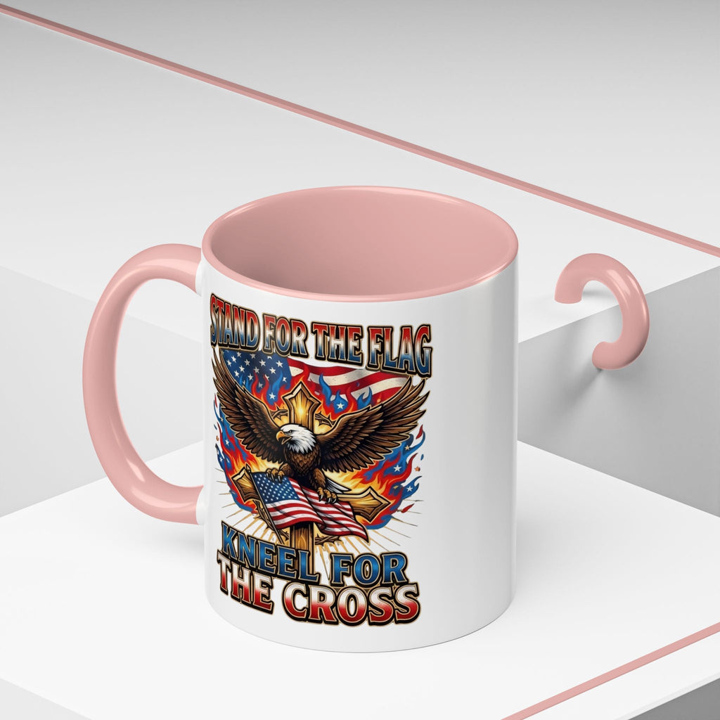 Patriotic Eagle Coffee Mug — "Stand for the Flag, Kneel for the Cross" (11/15oz) Printify