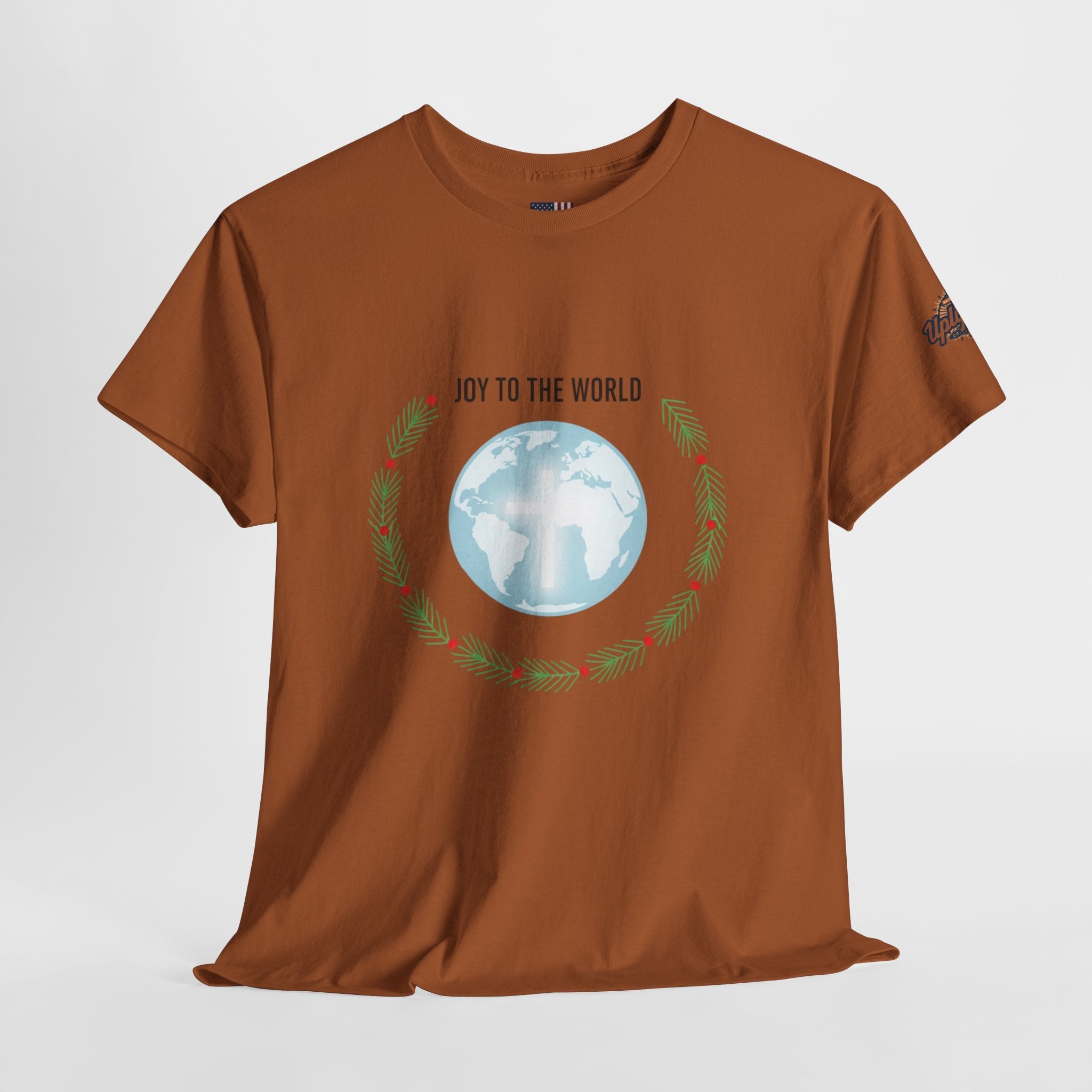 Joy to the World T-shirt – Wreath Earth Nativity Christian Christmas T-shirt for Isaiah 9:6 Holiday Faith & Festive Joy Printify