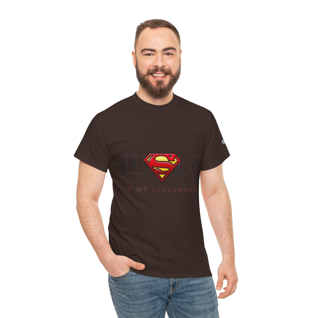 Jesus Is My Superhero T-Shirt — Faith-Based Superman-Inspired Tee Printify
