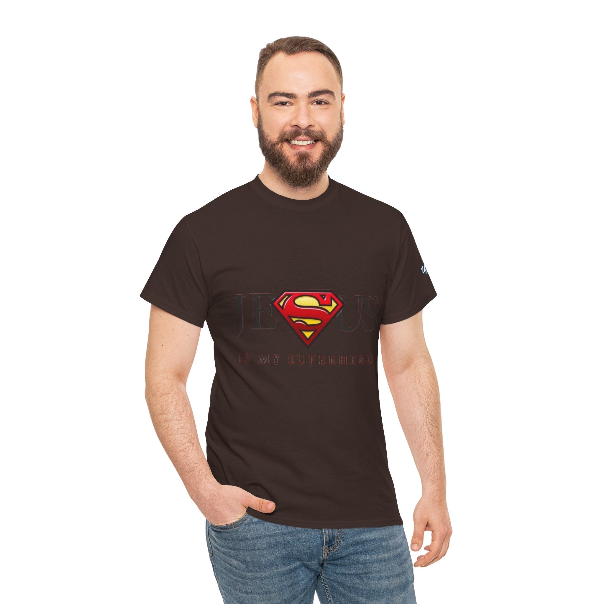 Jesus Is My Superhero T-Shirt — Faith-Based Superman-Inspired Tee Printify