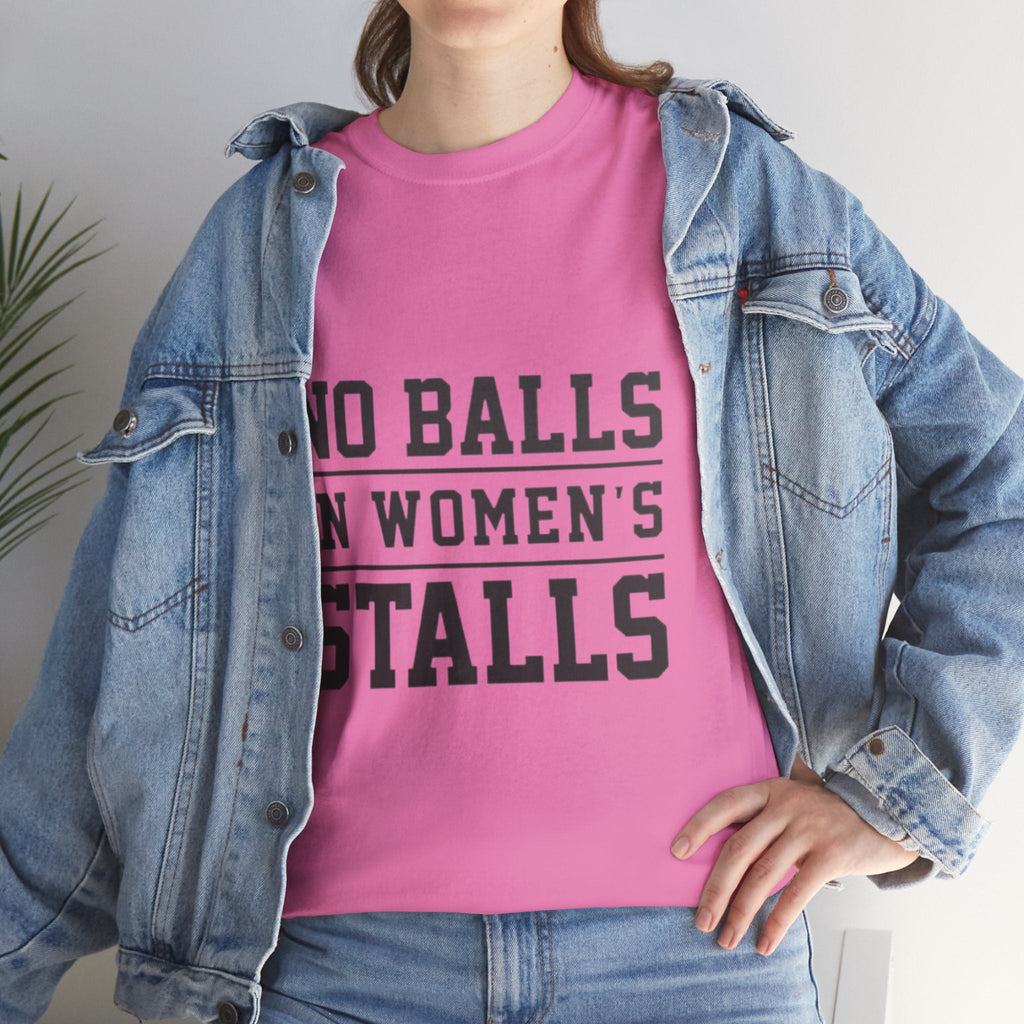 No Balls in Women's Stalls Retro Protest T-Shirt Printify