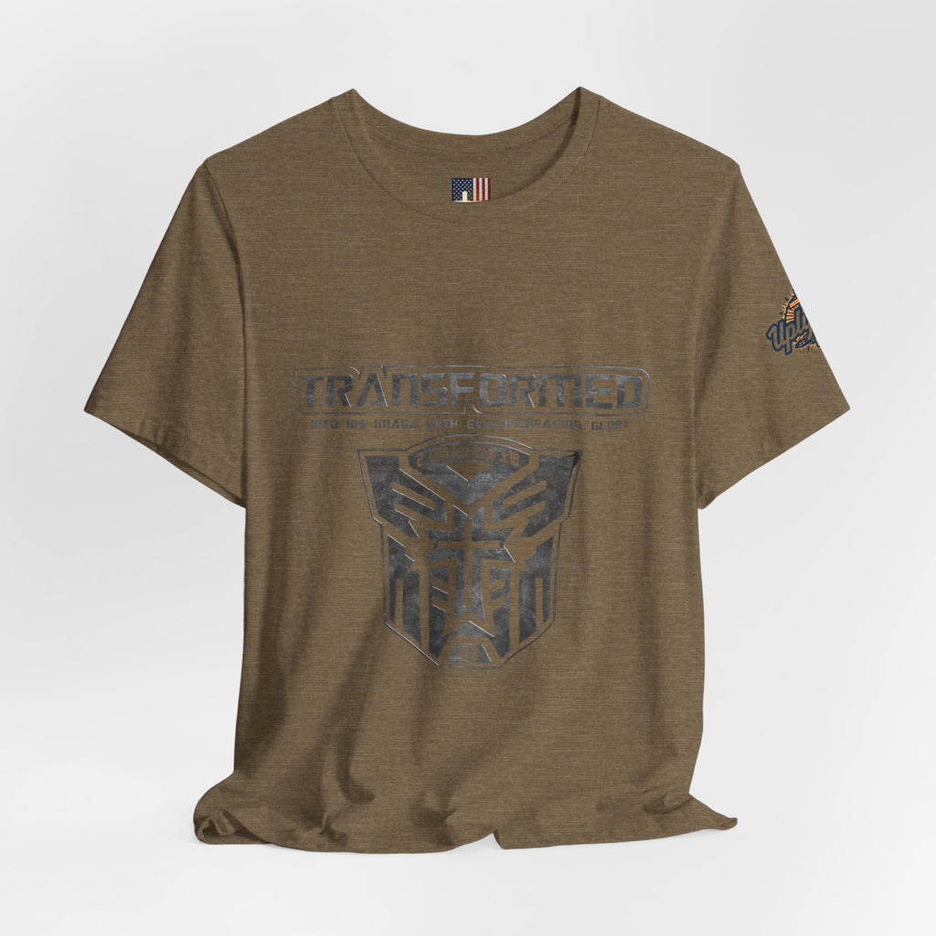Transformer Logo Christian T-shirt | 2 Corinthians 3:18 Bible Verse T-shirt Printify