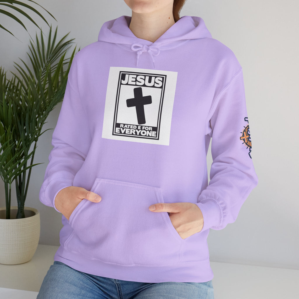 Jesus, Rated E for Everyone Hoodie - Gamer Faith Hoodie - Christian Video Game Parody Printify