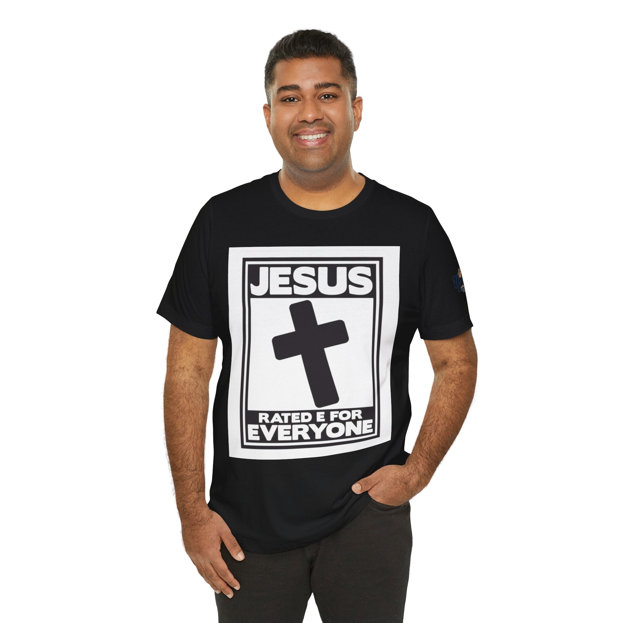 Jesus, Rated E for Everyone T-shirt - Gamer Faith T-shirt - Christian Video Game Parody Printify