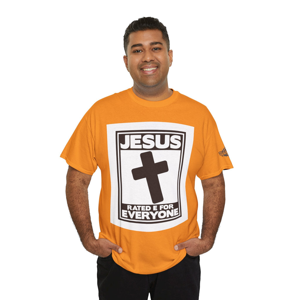 Jesus, Rated E for Everyone T-shirt - Gamer Faith T-shirt - Christian Video Game Parody Printify