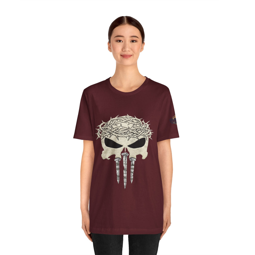 Christian Skull T-shirt - Crown of Thorns & Nails - Warrior Faith T-shirt Printify