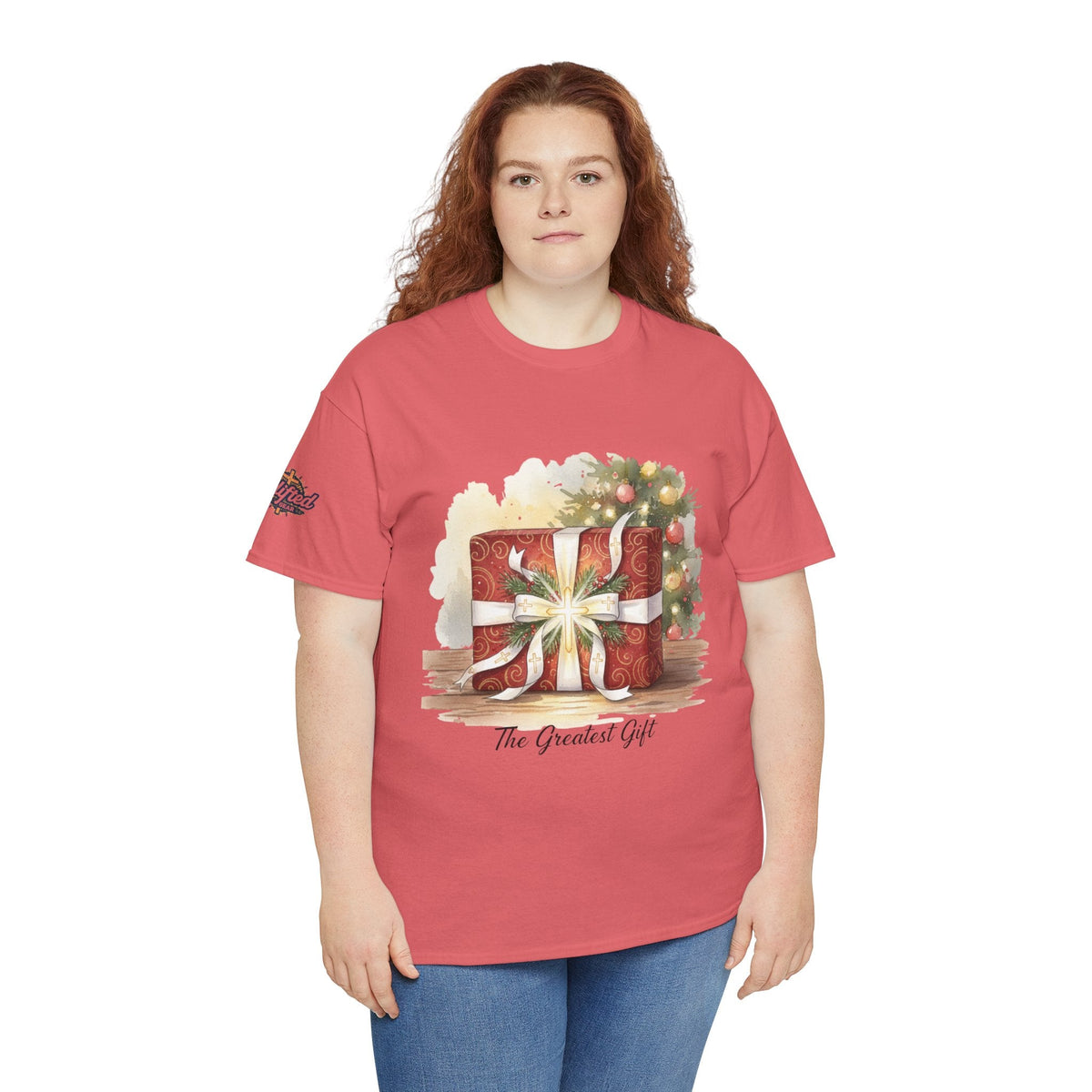 The Greatest Gift T-shirt – Cross Bow Present Christian T-shirt for Christmas Salvation & Eternal Faith Printify