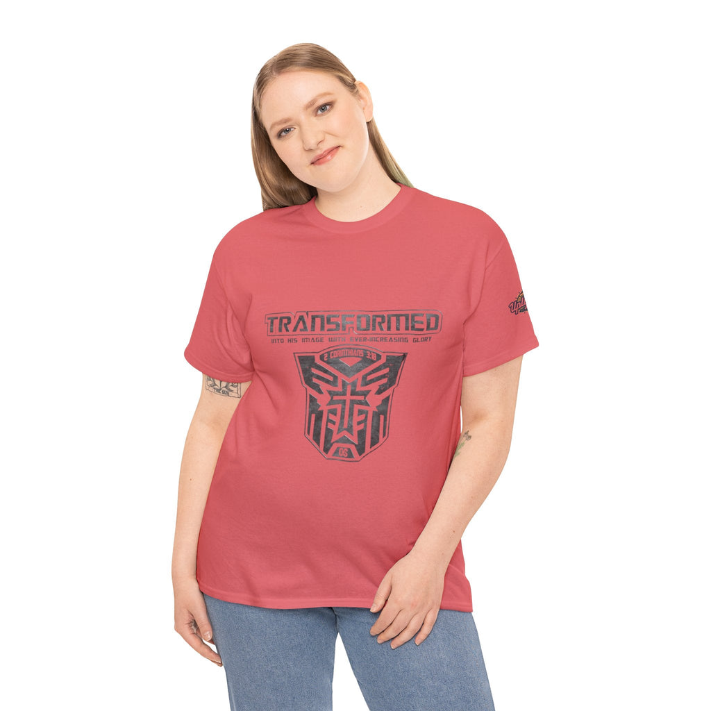 Transformer Logo Christian T-shirt | 2 Corinthians 3:18 Bible Verse T-shirt Printify