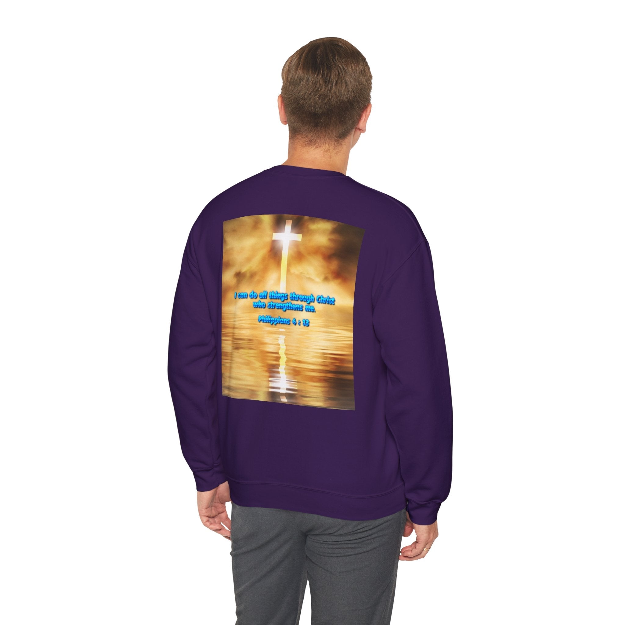 Bible Verse Heavy Blend™ Crewneck Sweatshirt Unisex  - Philippians 4 : 13 Printify