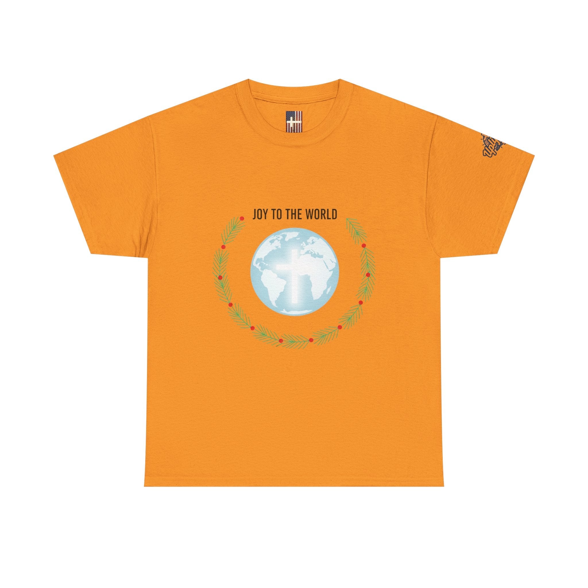 Joy to the World T-shirt – Wreath Earth Nativity Christian Christmas T-shirt for Isaiah 9:6 Holiday Faith & Festive Joy Printify