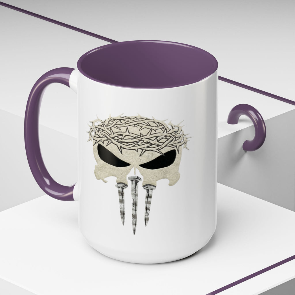 Christian Skull Coffee Mug — Crown of Thorns “Warrior Faith” (11/15 oz) Printify