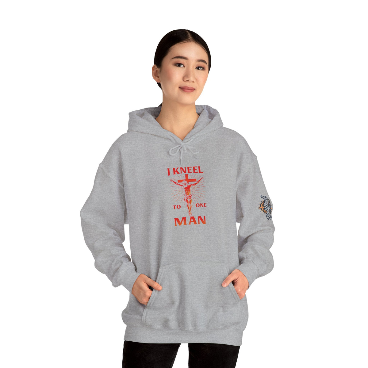 I Kneel to One Man Hoodie – Crucifixion Christian Sweatshirt for Unashamed Devotion & Bold Faith Printify