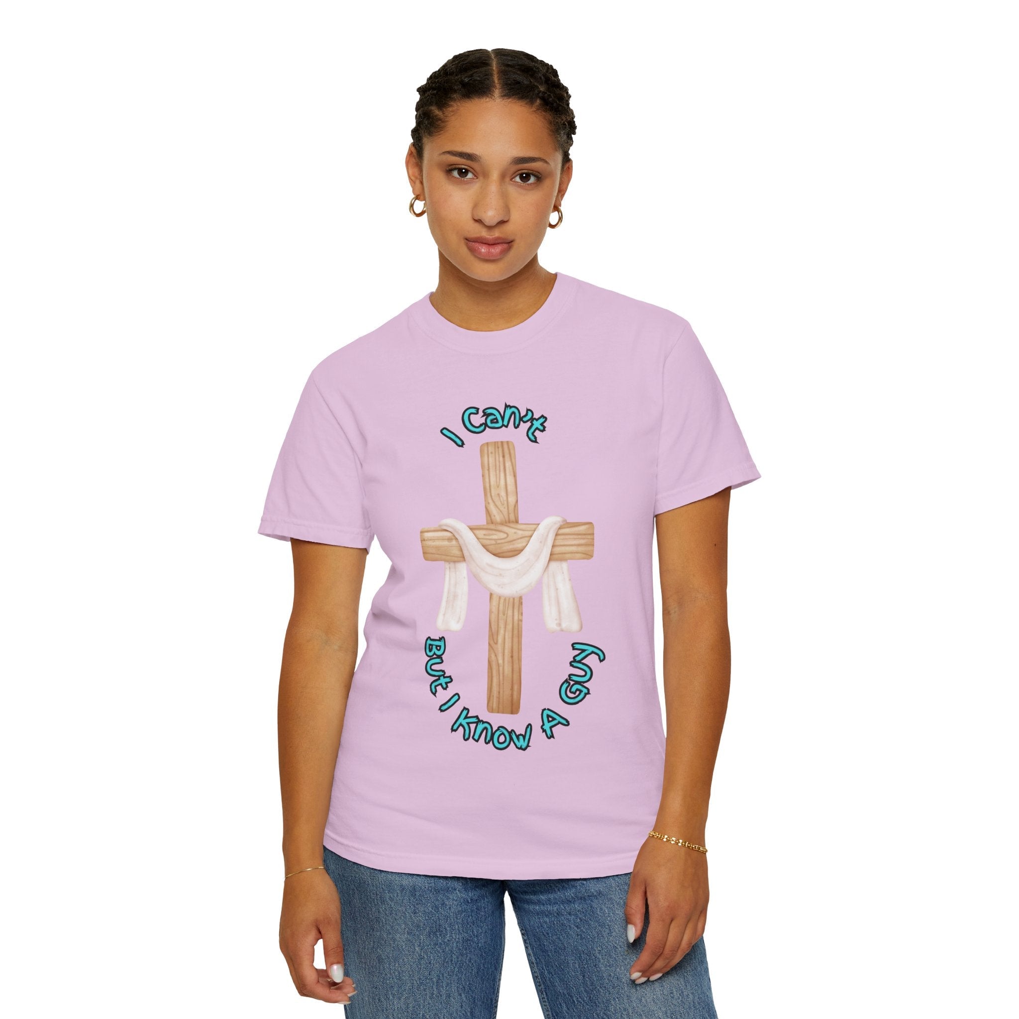 I Can’t, But I Know a Guy T-Shirt – Jesus Cross Christian Tee for Faithful Humor Printify