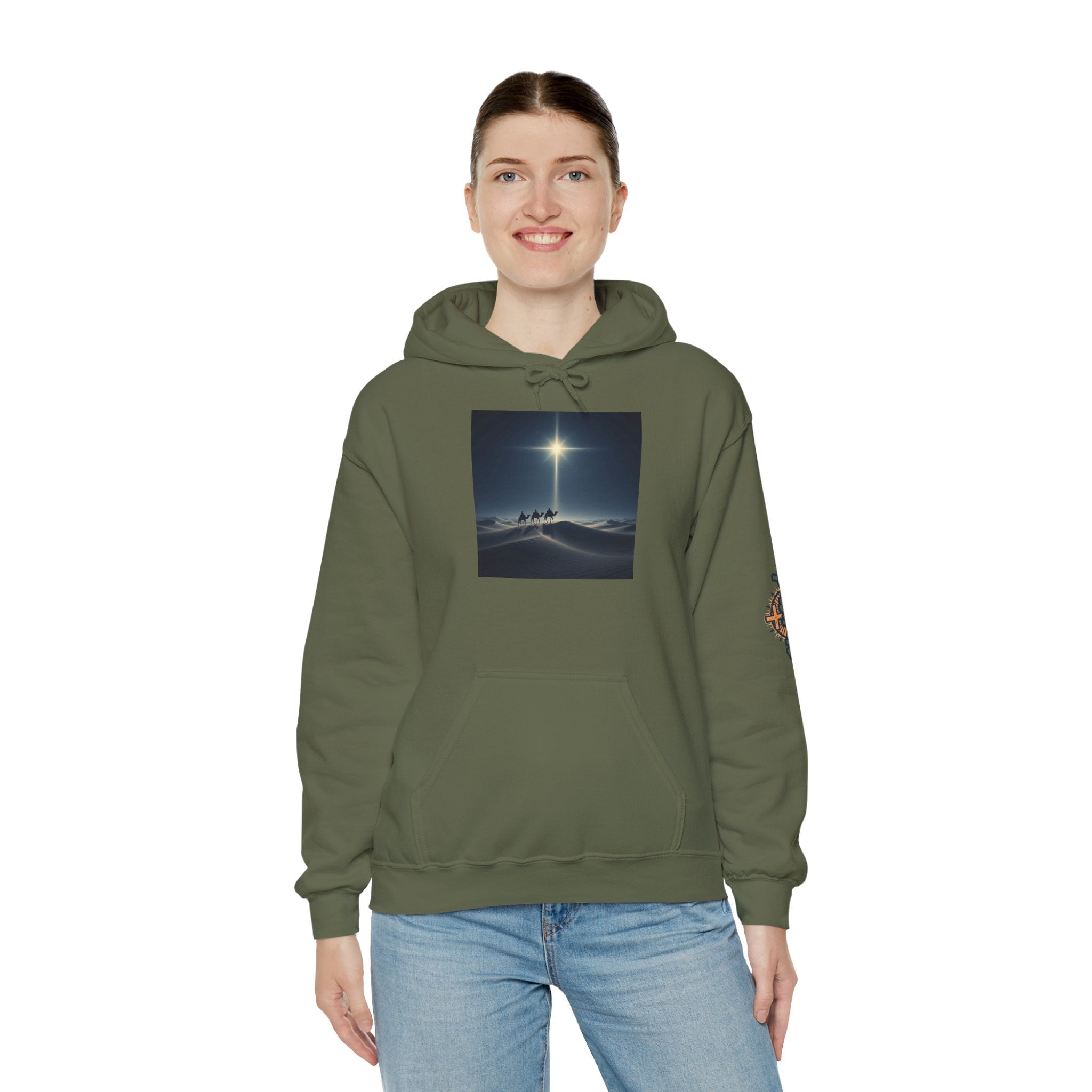 3 Wise Men Hoodie – Magi Camels Nativity Journey Christian Christmas Sweatshirt for Epiphany Faith & Holy Night Printify