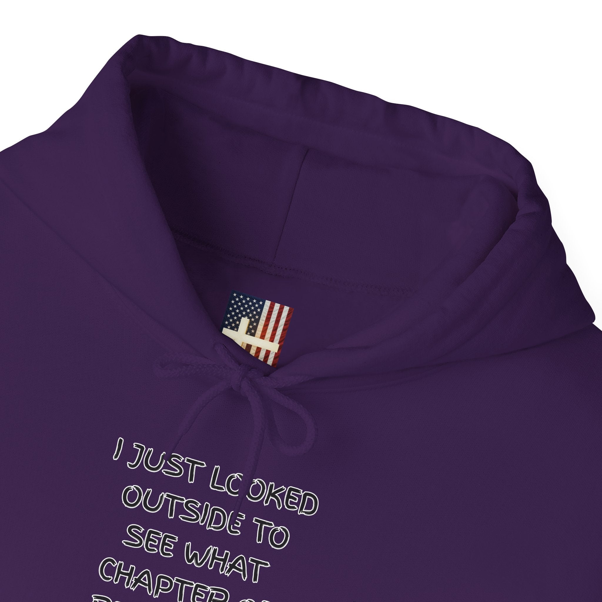 What Chapter of Revelation Hoodie – I Looked Outside My Window Christian Sweatshirt for End Times Humor & Faith Printify