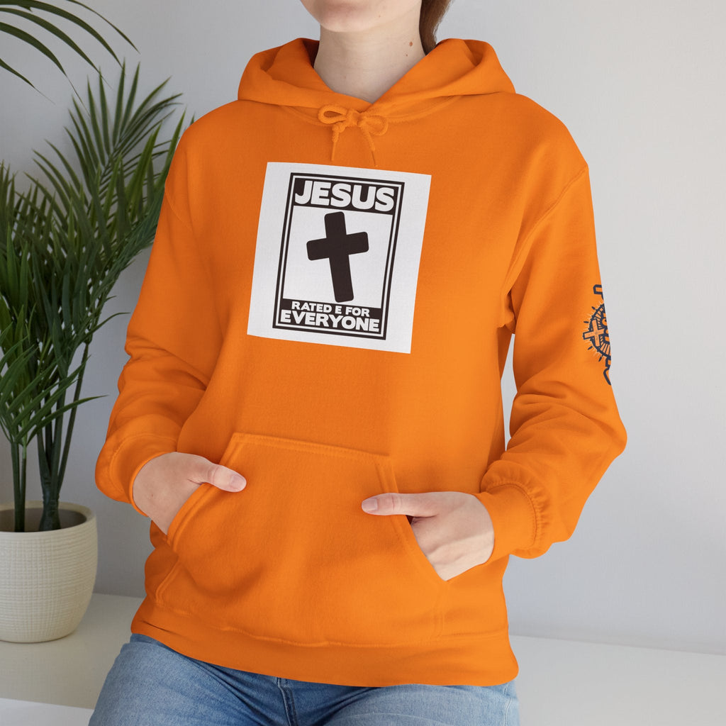 Jesus, Rated E for Everyone Hoodie - Gamer Faith Hoodie - Christian Video Game Parody Printify