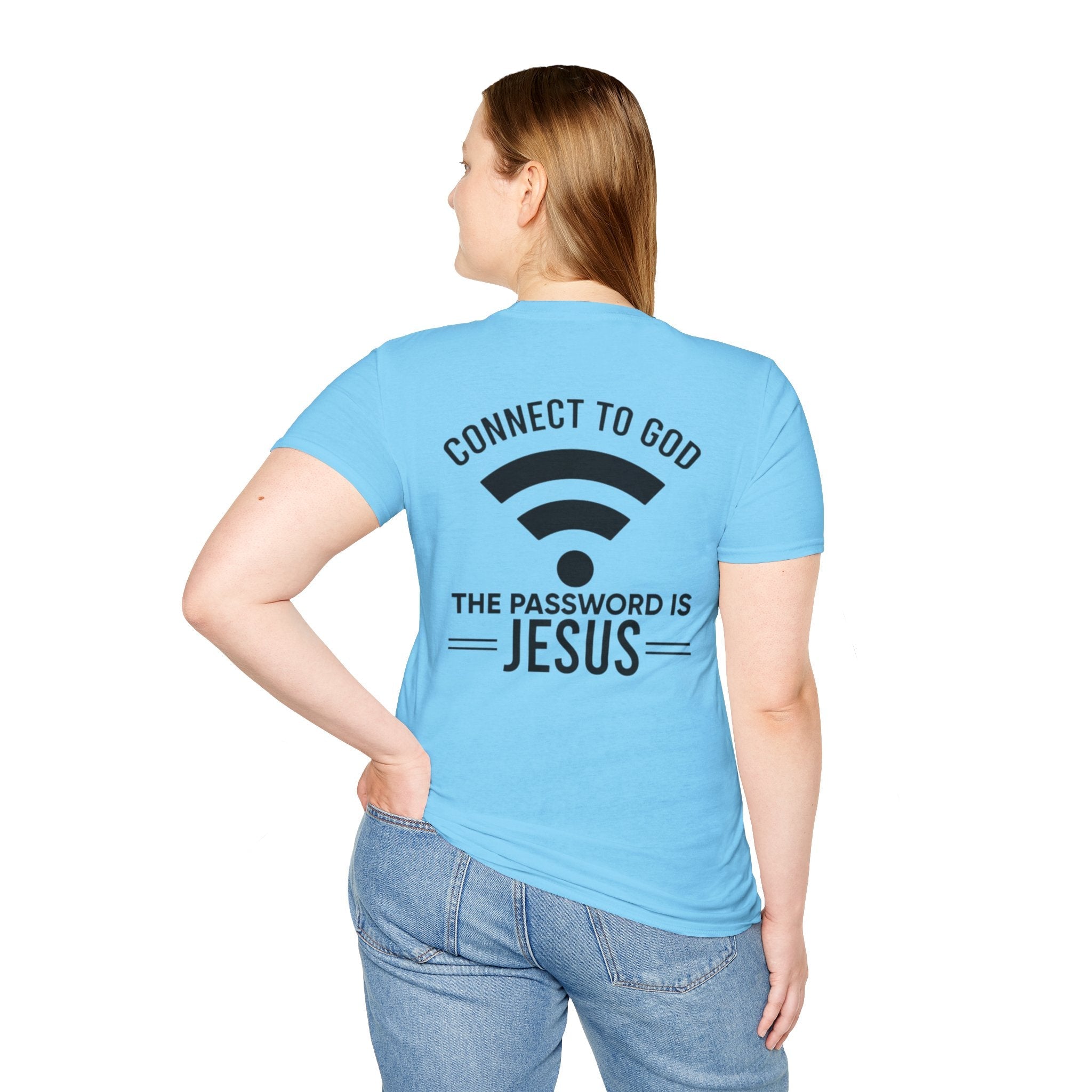 Connect to God T-shirt - WIFI Password is Jesus - Funny Christian Faith T-shirt Printify