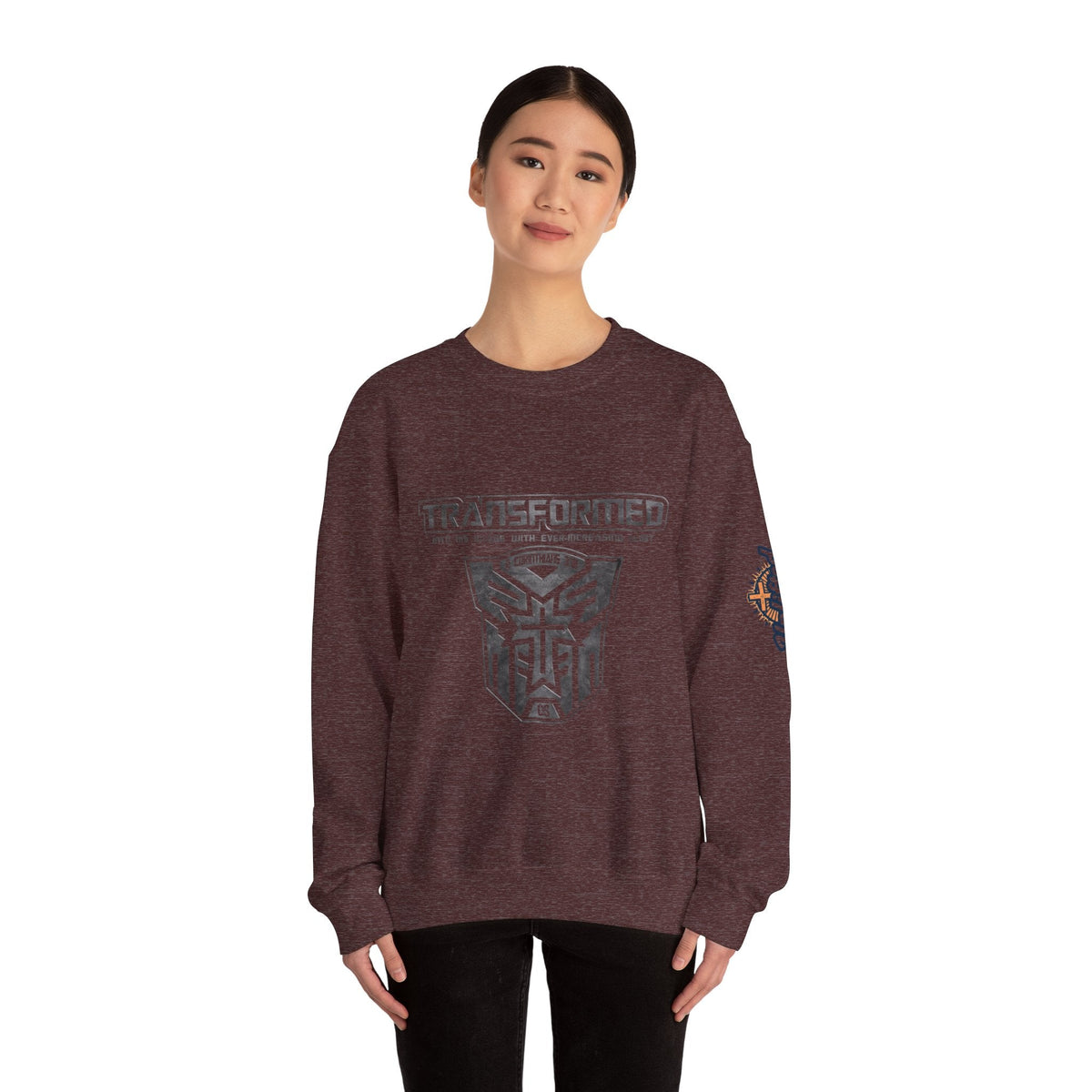 Transformer Logo Christian Sweatshirt | 2 Corinthians 3:18 Bible Verse Sweatshirt Printify